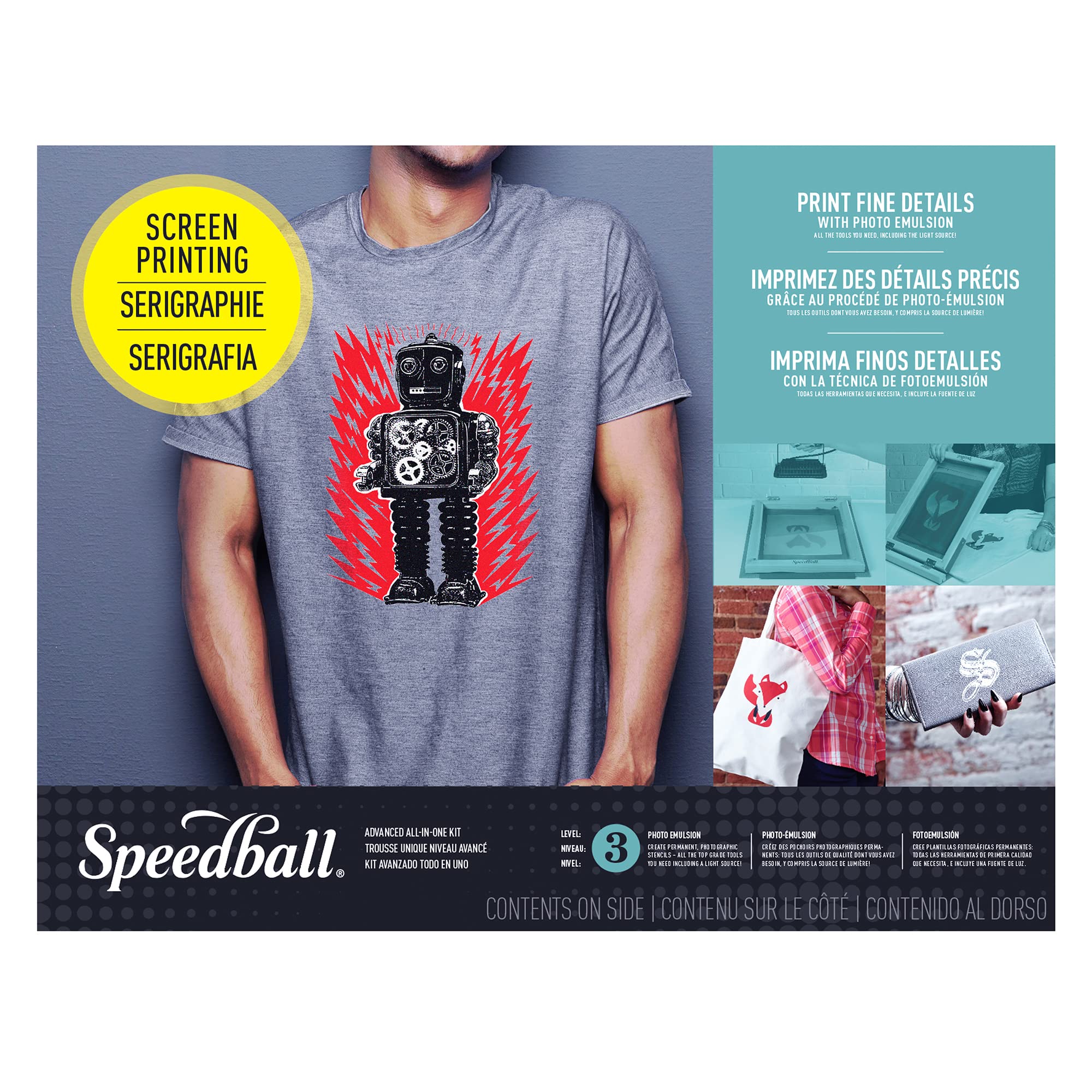 Speedball Advanced 19-Piece Silk Screen Printing Kit with Fabric Ink, Frame Base & LED UV Exposure Light - Perfect for DIY T-Shirt Printing, Art Projects & Home Crafting