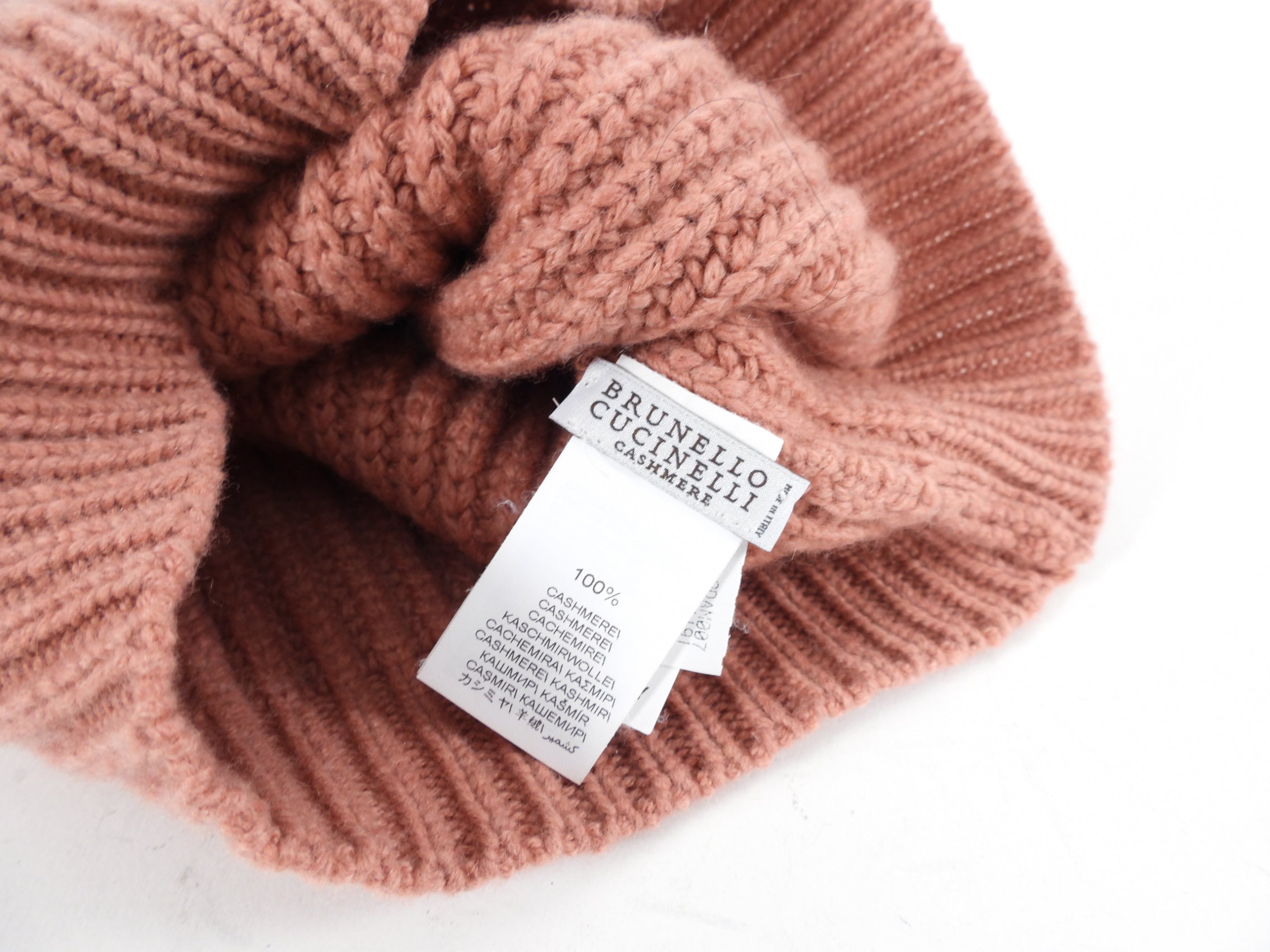 Brunello Cucinelli Women's Pink Cashmere Beanie Hat - Soft Winter Knit Hat for Women - Perfect for Cold Weather & Outdoor Activities