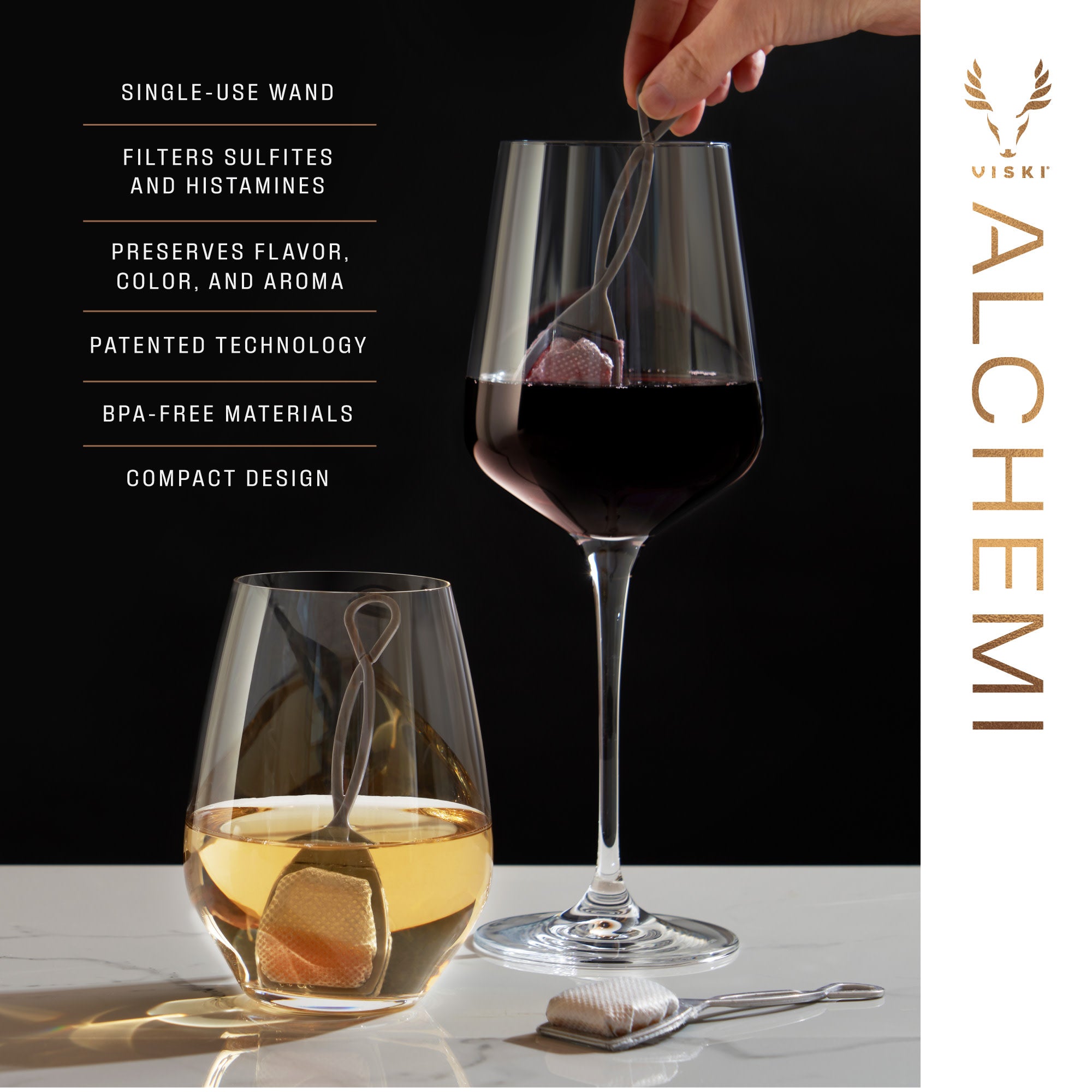 Alchemi Wine Purifiers Set of 3 - Premium Wine Aerator & Decanter for Red & White Wines - Perfect for Dinner Parties, Wine Tasting & Gifts
