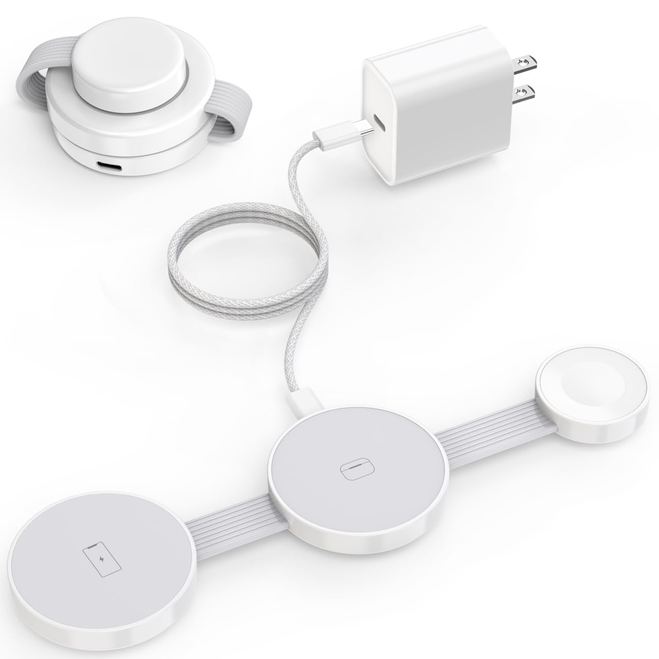 3-in-1 Foldable Magnetic Wireless Charging Station for iPhone 16 Pro Max/16/15/14/13, Apple Watch Series & AirPods - Portable Travel Charger Pad for Multiple Apple Devices | Perfect for Home, Office & Travel Use