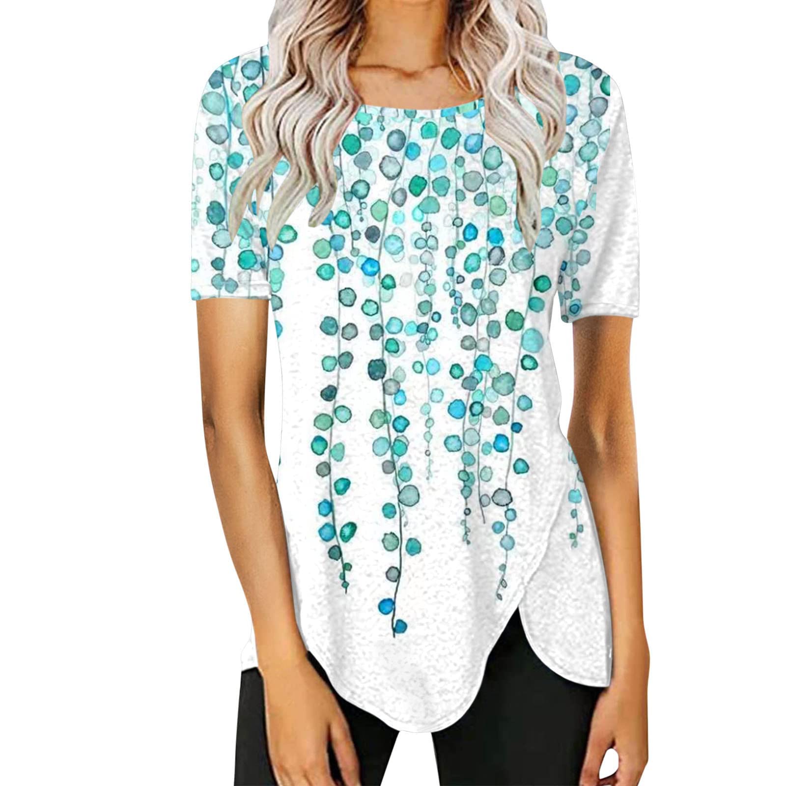 Women's Trendy Loose Fit T-Shirt - Oil Painting Print Short Sleeve Crewneck Graphic Tee | Casual Summer Tops, Boho Style Tunics for Outfits & Streetwear