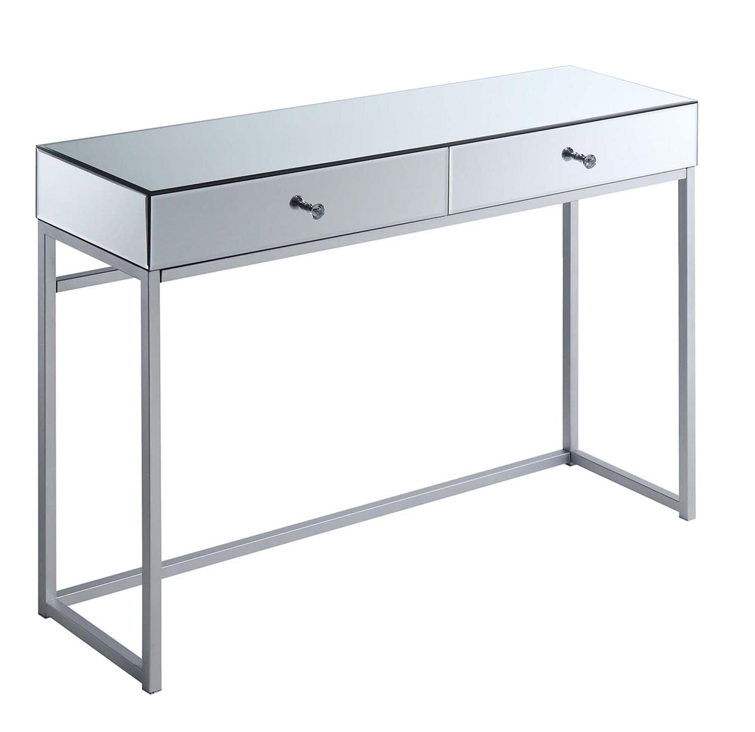 Convenience Concepts Reflections Console Table - Silver Mirror Finish Entryway Furniture for Hallway, Living Room & Bedroom Decor