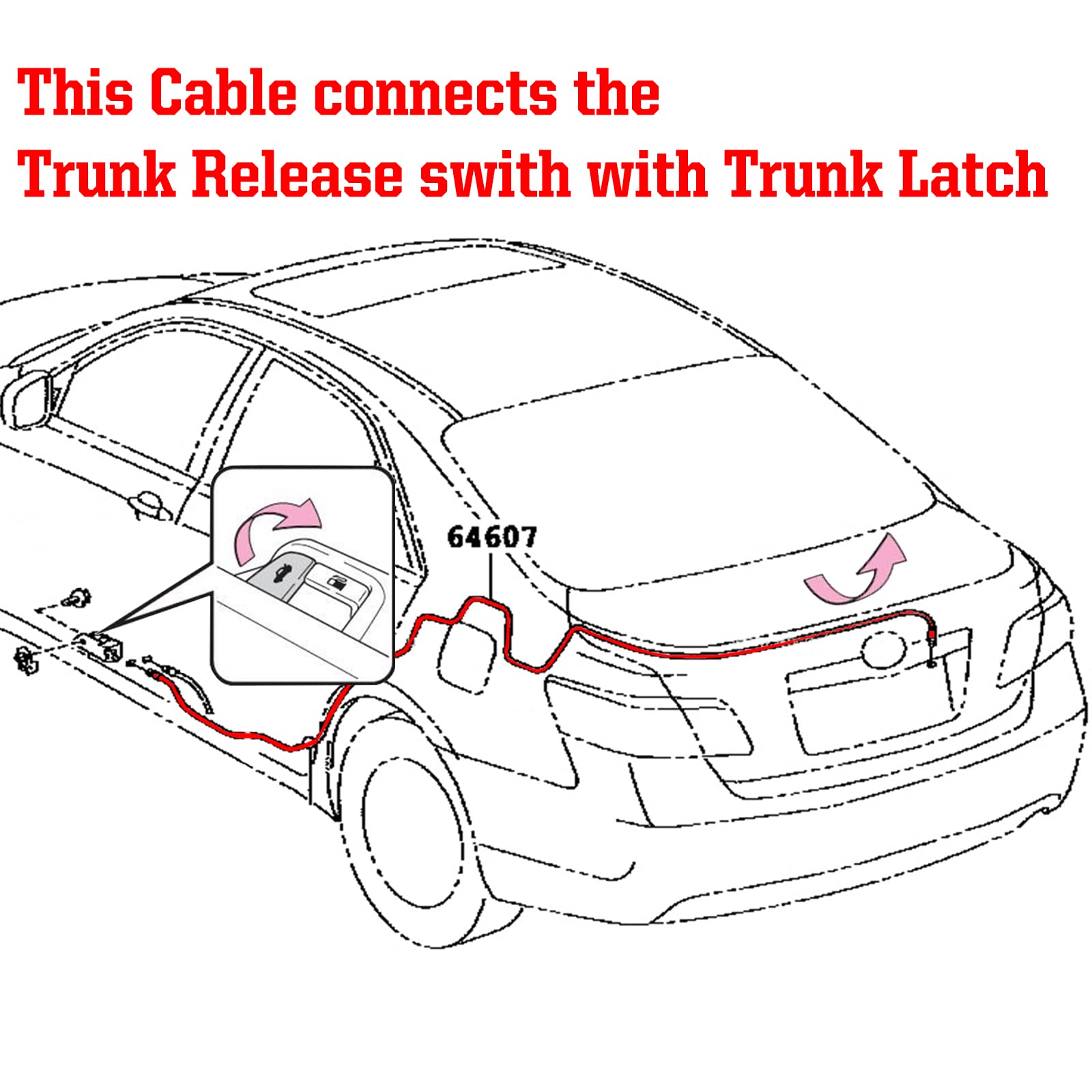 Toyota Camry 2007-2011 Trunk Latch Release Cable - Compatible with Trunk Switch & Luggage Door Lock Control | Durable Replacement Part for Easy Trunk Access & Vehicle Security