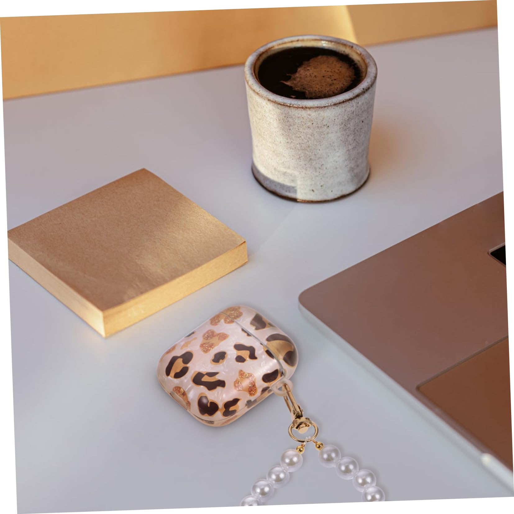 Hoement Genuine Leather Headphone Case - Leopard Print Design, Compact & Durable Earphone Cover - Perfect Gift for Friends, Travel & Daily Use