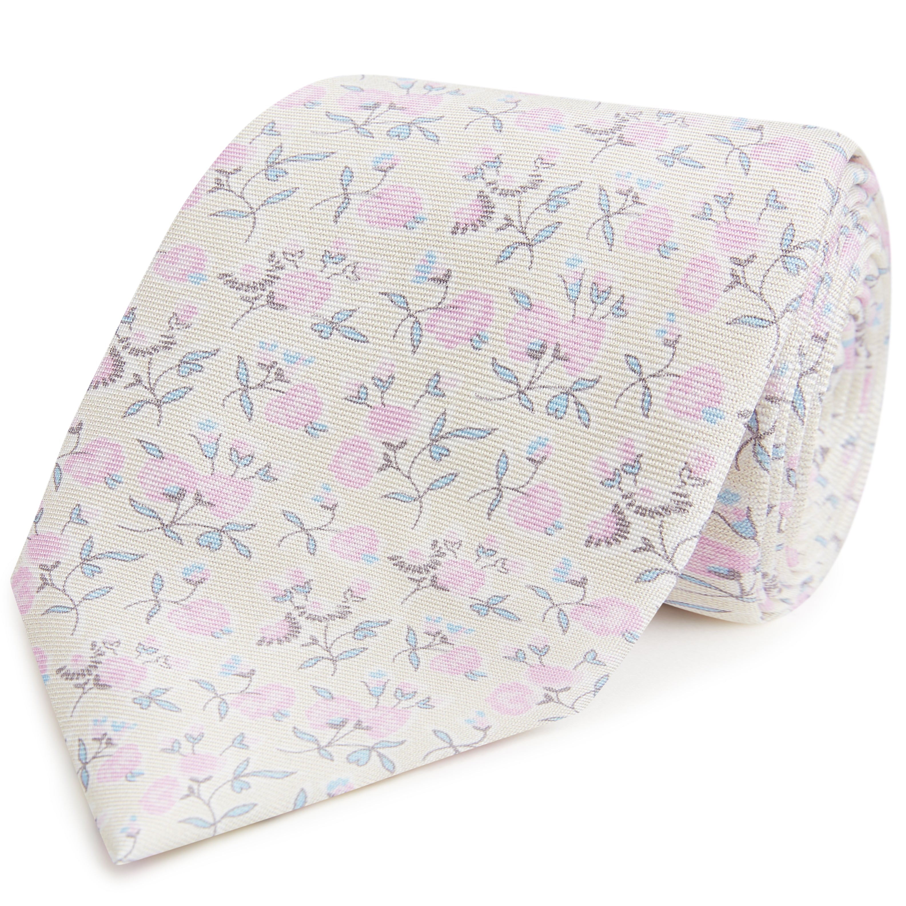 Elegant Lilac Floral Printed Silk Tie for Men - Perfect for Weddings, Business Meetings & Formal Occasions