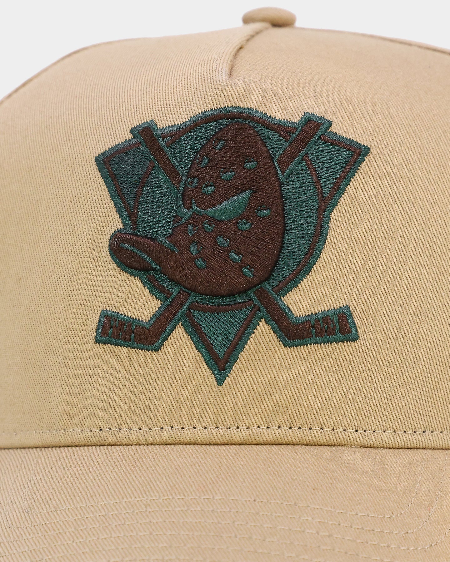 47 Brand Anaheim Ducks 'Croc Hunter' MVP DT Snapback Hat - Khaki/Dark Green Adjustable Baseball Cap for Men & Women - Perfect for Hockey Games, Outdoor Sports & Casual Wear
