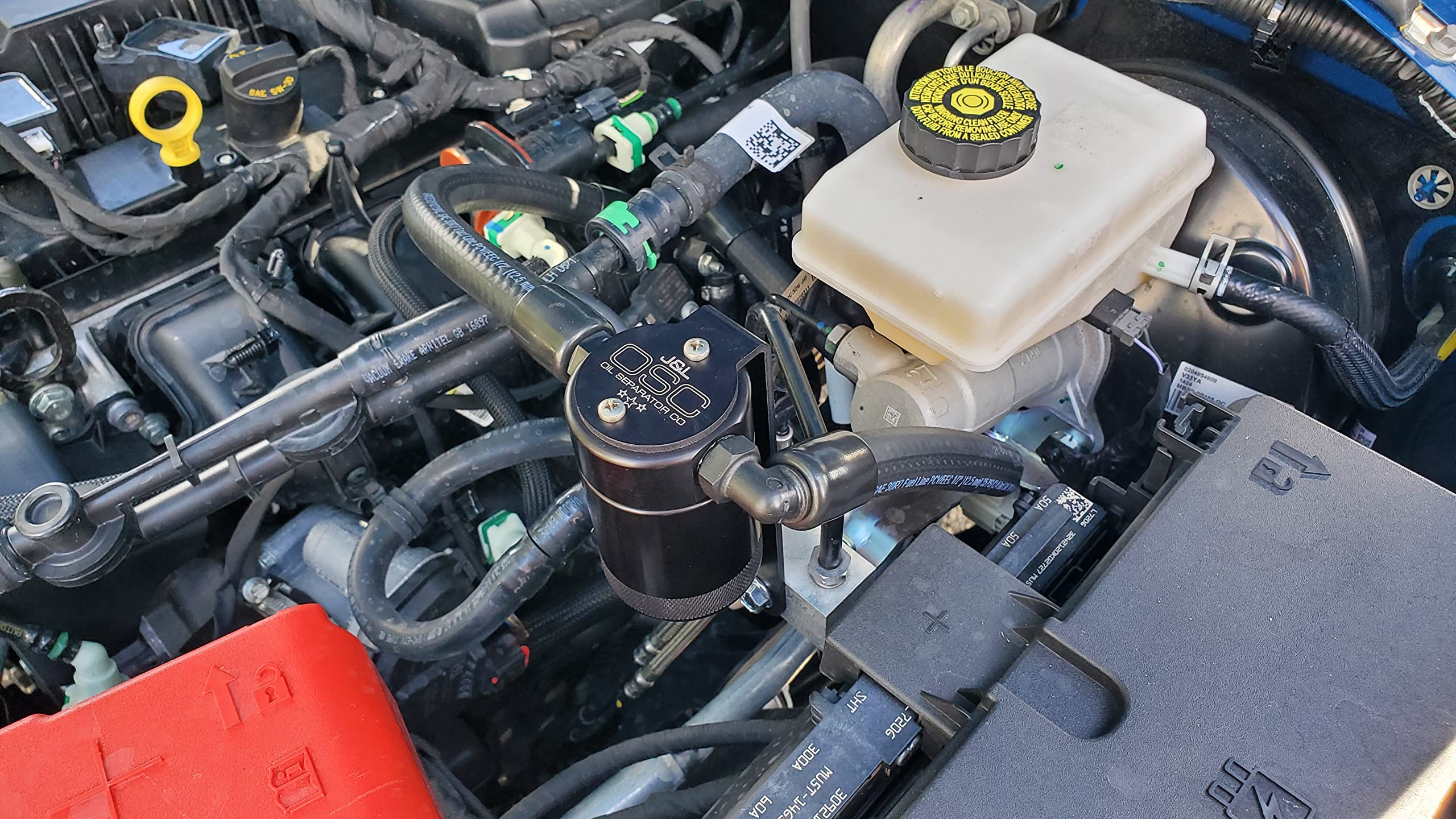 J&L Oil Separator 3.0 - Compatible with 2021.5-2024 Ford Bronco 2.3L EcoBoost Engine | Black Oil Catch Can | Reduces Blow-by & Protects Turbo | Perfect for Off-Road & Performance Driving