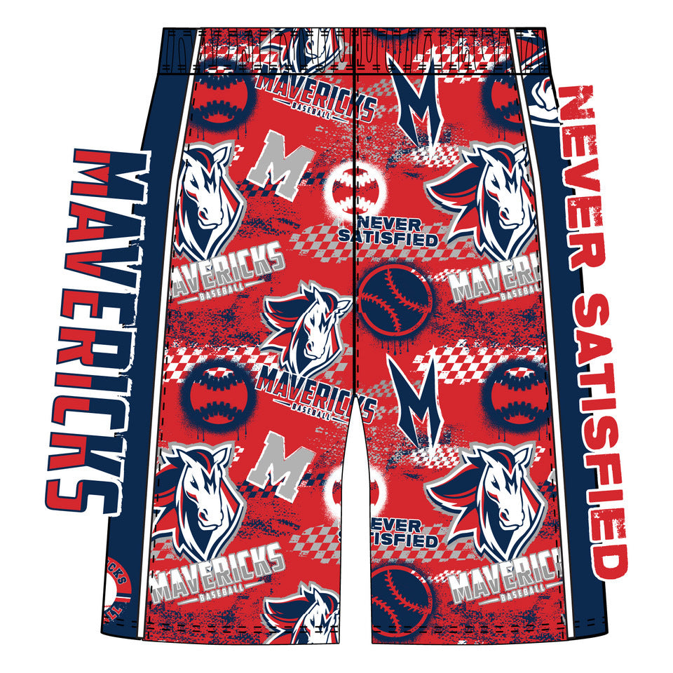 Boys & Men's Mavericks Baseball Red Athletic Shorts - Comfortable & Breathable for Baseball, Training & Casual Wear