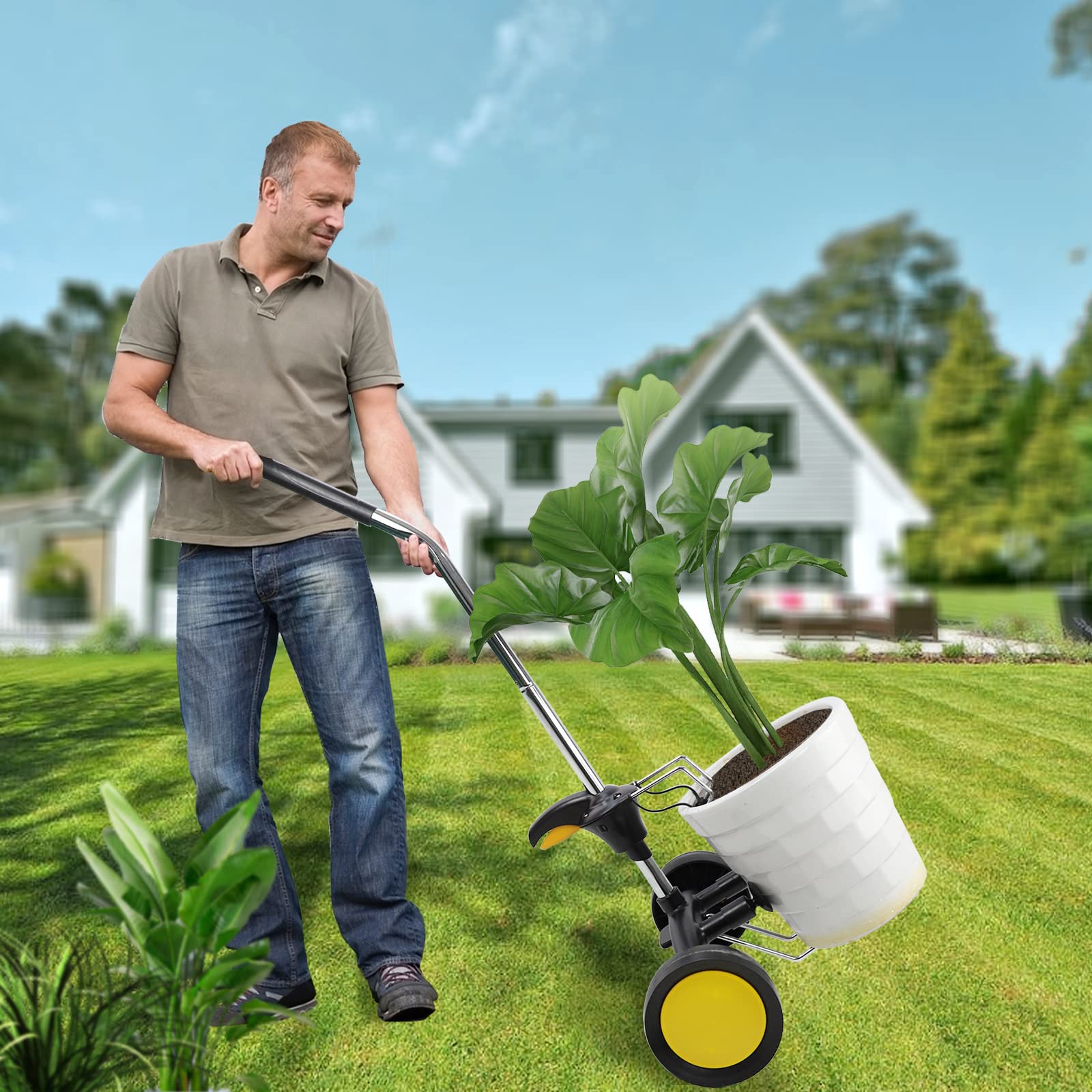 **SQUEEZE Master Heavy Duty Garden Pot Mover with Wheels – Portable Plant Dolly for Moving Large Potted Plants Up to 165 lbs – Suction Cup & Hook Design – Ideal for Patio, Deck, and Indoor Plant Relocation**