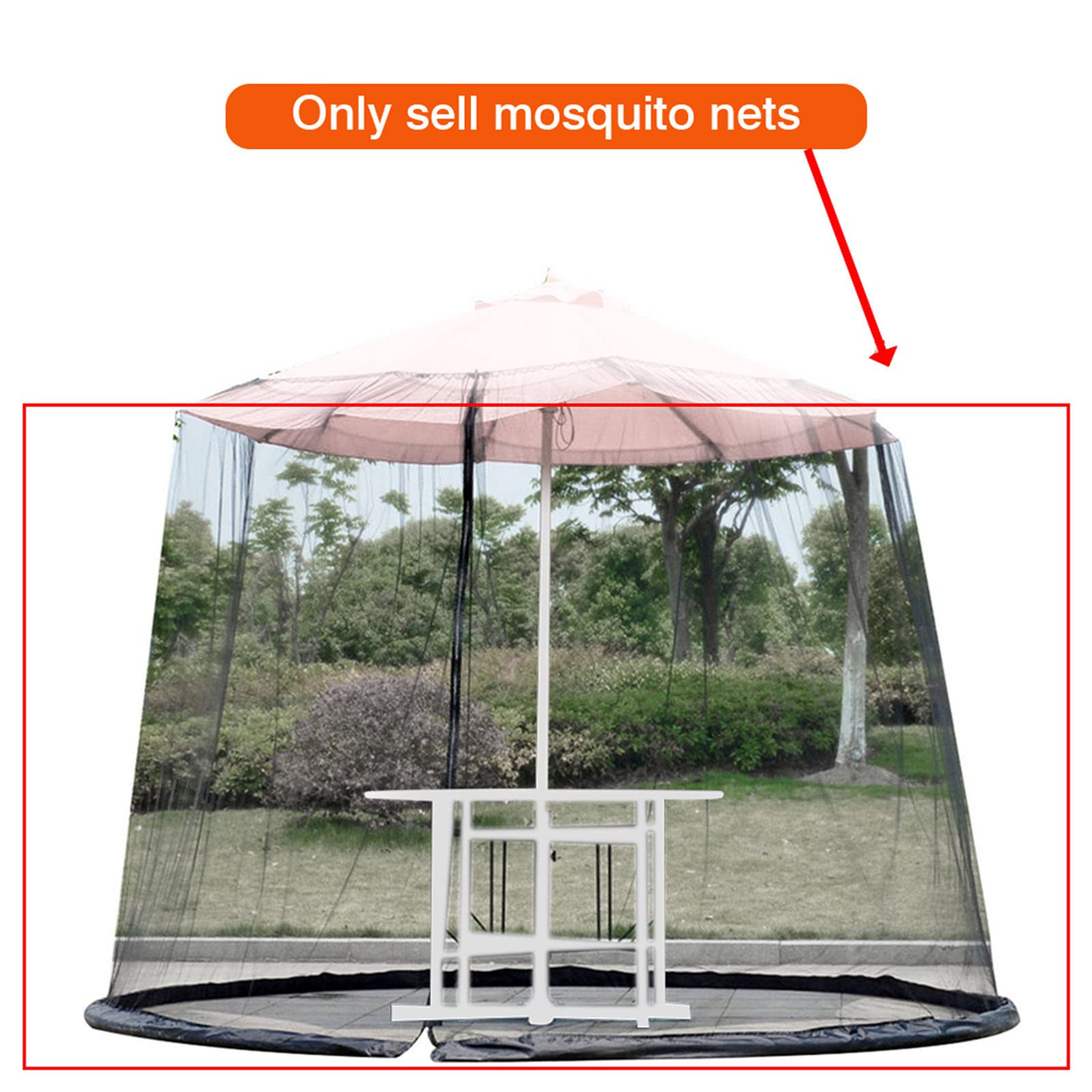 Outdoor Mosquito Net Canopy with Zipper & Drawstring - Waterproof Umbrella & Patio Table Cover for Backyard, Garden, and Camping Protection