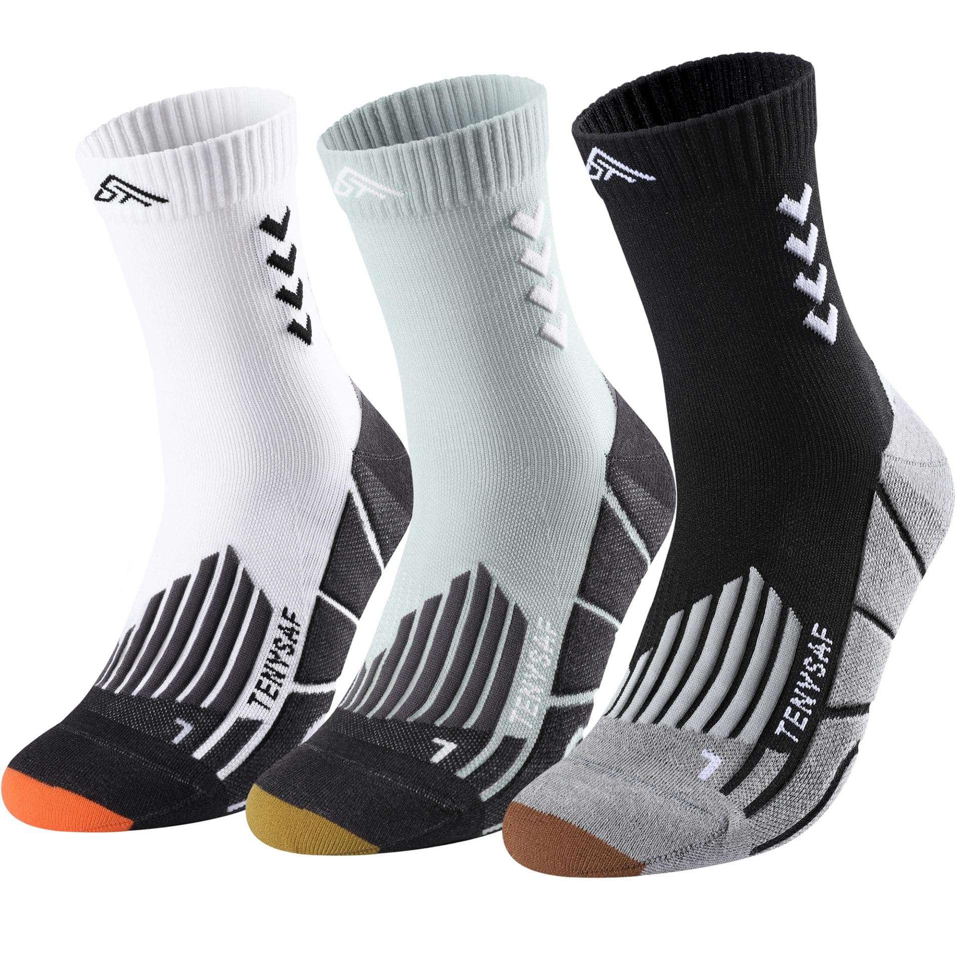Breathable Compression Crew Running Socks for Men & Women - 3 Pairs Cushioned Athletic Socks for Work, Hiking, Basketball & Sports | Perfect for Gym, Marathon & Outdoor Activities