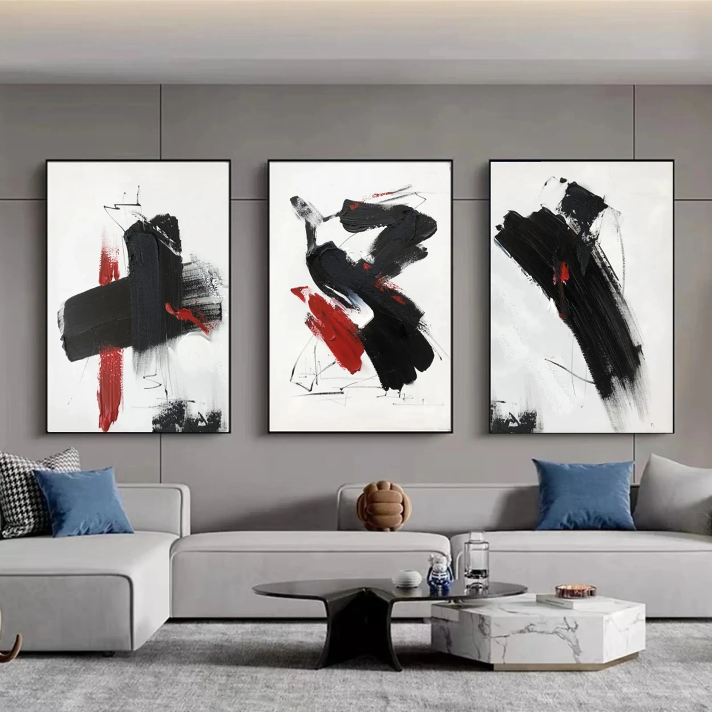 Minimalist Balance Canvas Painting Set of 3 - Abstract Wall Art for Living Room, Bedroom & Office Decor | Modern Home Decor | #MM287