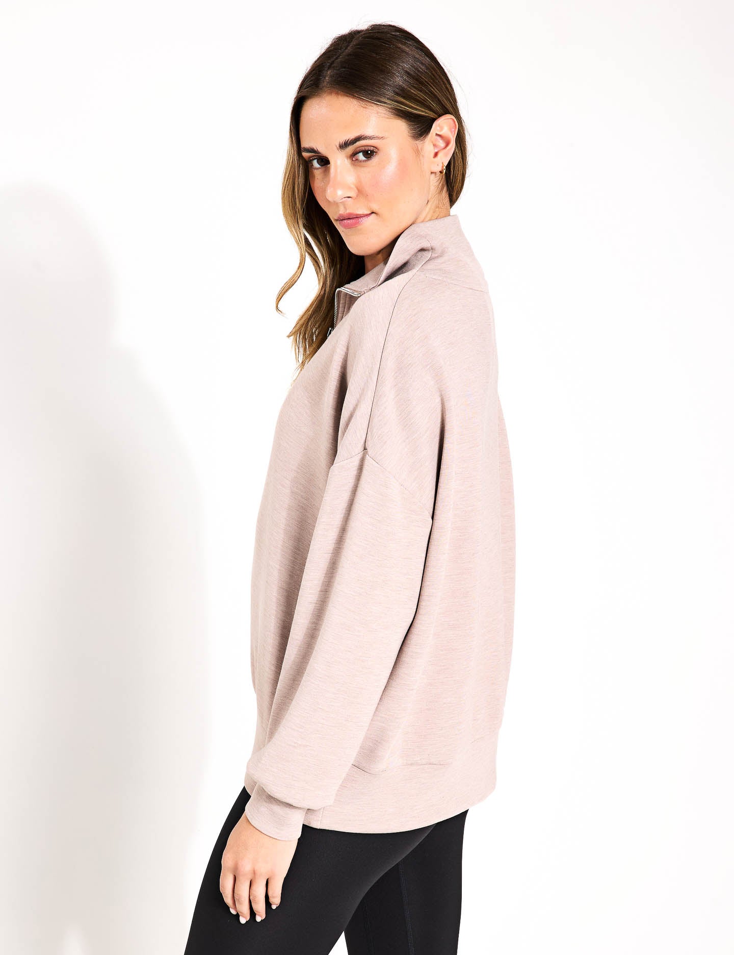 Hawley Half Zip Sweatshirt for Men & Women | Soft Fleece Pullover Hoodie | Taupe Marl Color | Perfect for Casual Wear, Gym & Outdoor Activities