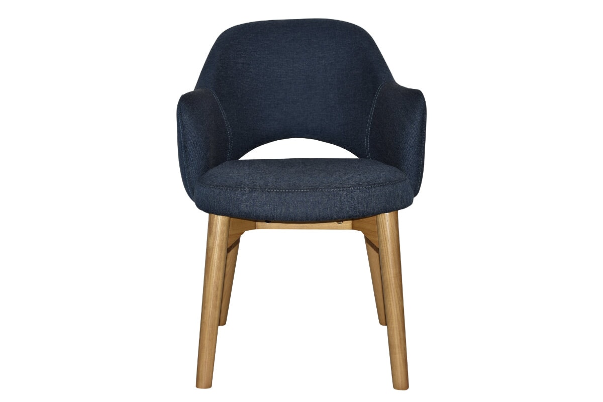 EZ Hospitality Cairo Indoor Armchair with Light Oak Timber Base - 4-Leg Modern Dining Chair for Living Room, Bedroom & Office