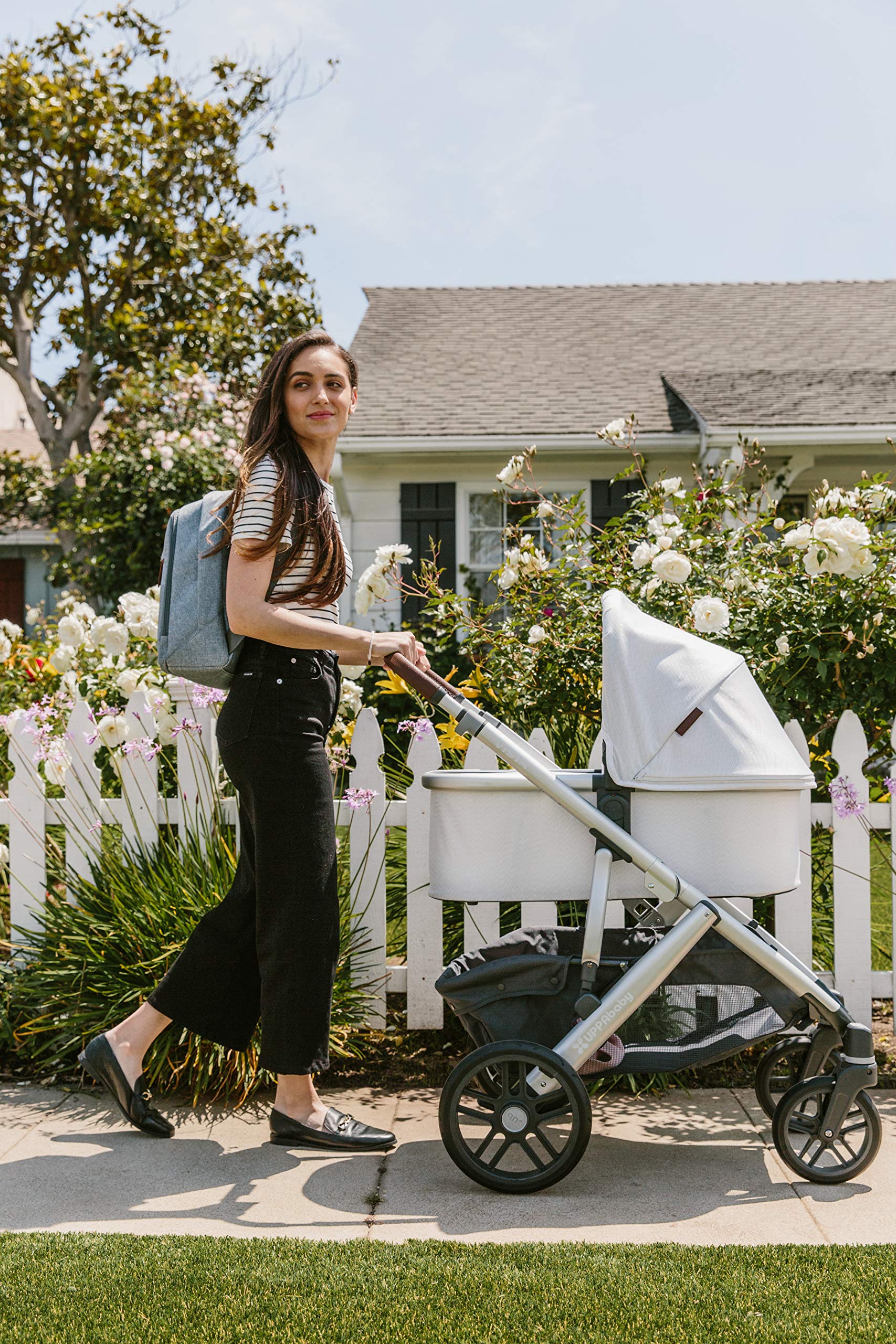 UPPAbaby Diaper Changing Backpack - JORDAN (Charcoal Melange/Black Leather) | Stylish Baby Essentials for Travel, Outings & Daily Use