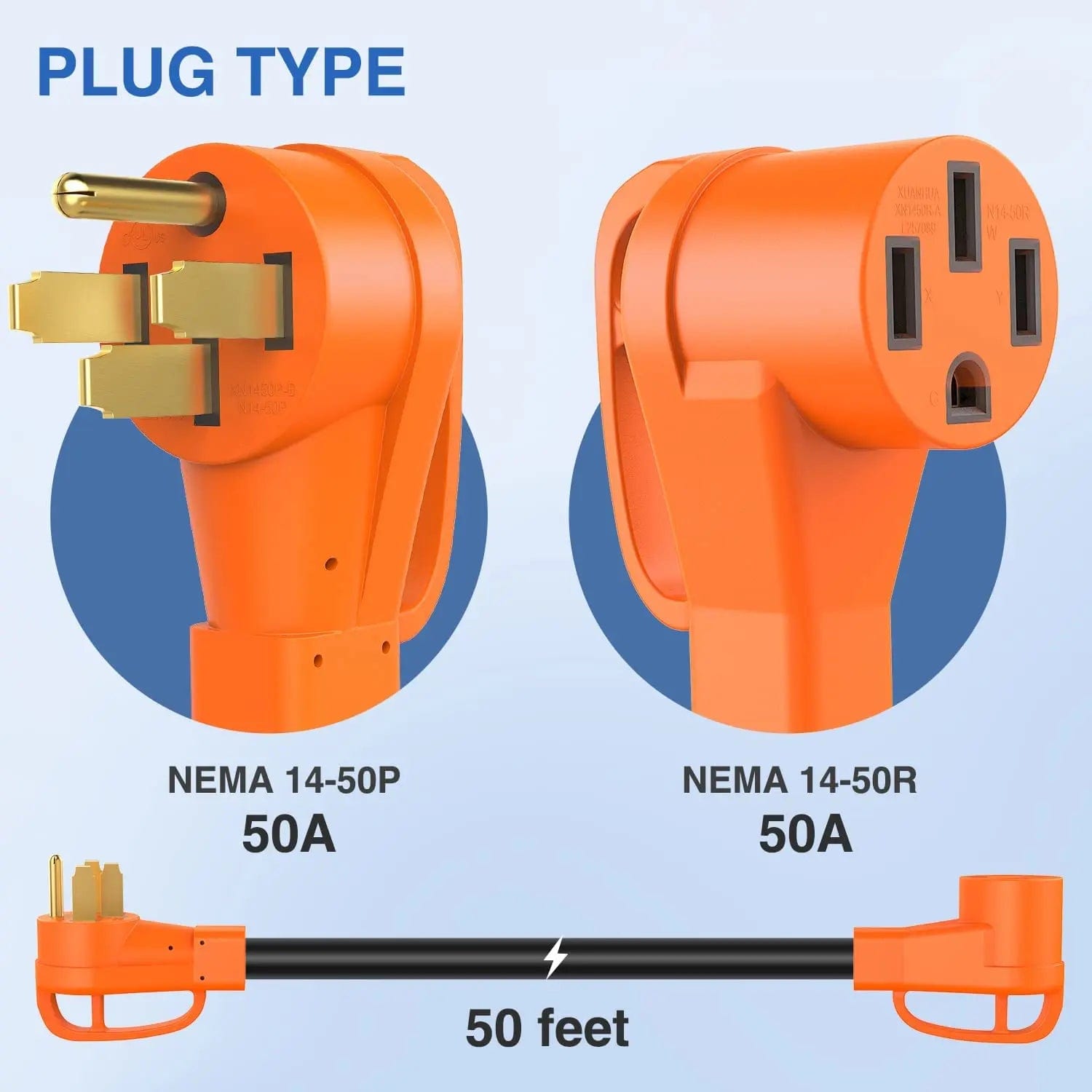 50 Amp 50 FT Heavy Duty RV Extension Cord - Weatherproof & Flexible Power Cable for Campers, Trailers & Motorhomes | Outdoor & RV Park Use