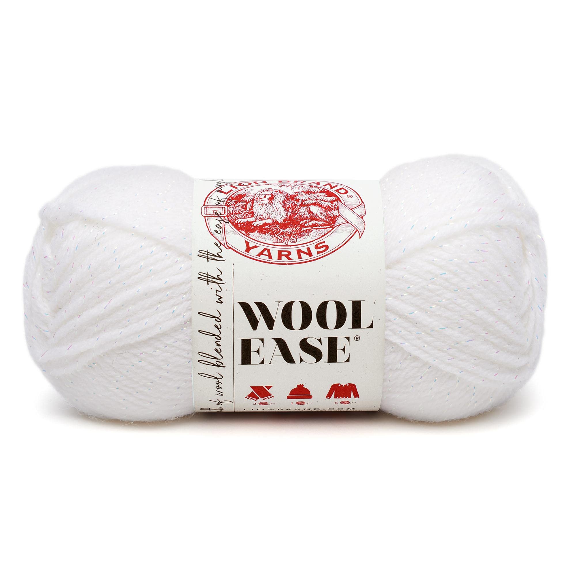 Lion Brand Yarn Wool-Ease Worsted-Weight Knitting and Crocheting Yarn - 1 Pack White/Multi - Perfect for Scarves, Blankets, and Winter Accessories