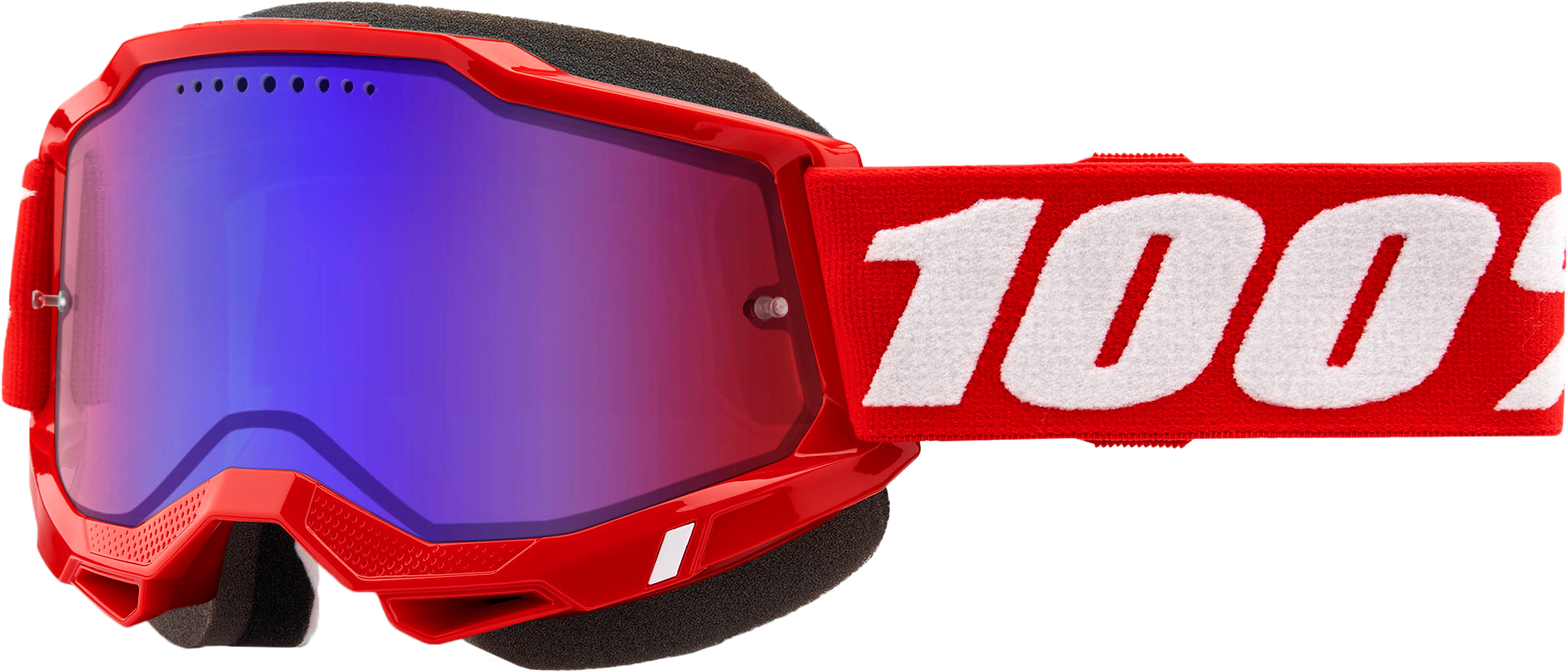 Accuri 2 Snowmobile Goggles - Neon Red Frame with Red/Blue Mirror Lens - Anti-Fog & UV Protection for Winter Sports & Snowmobiling