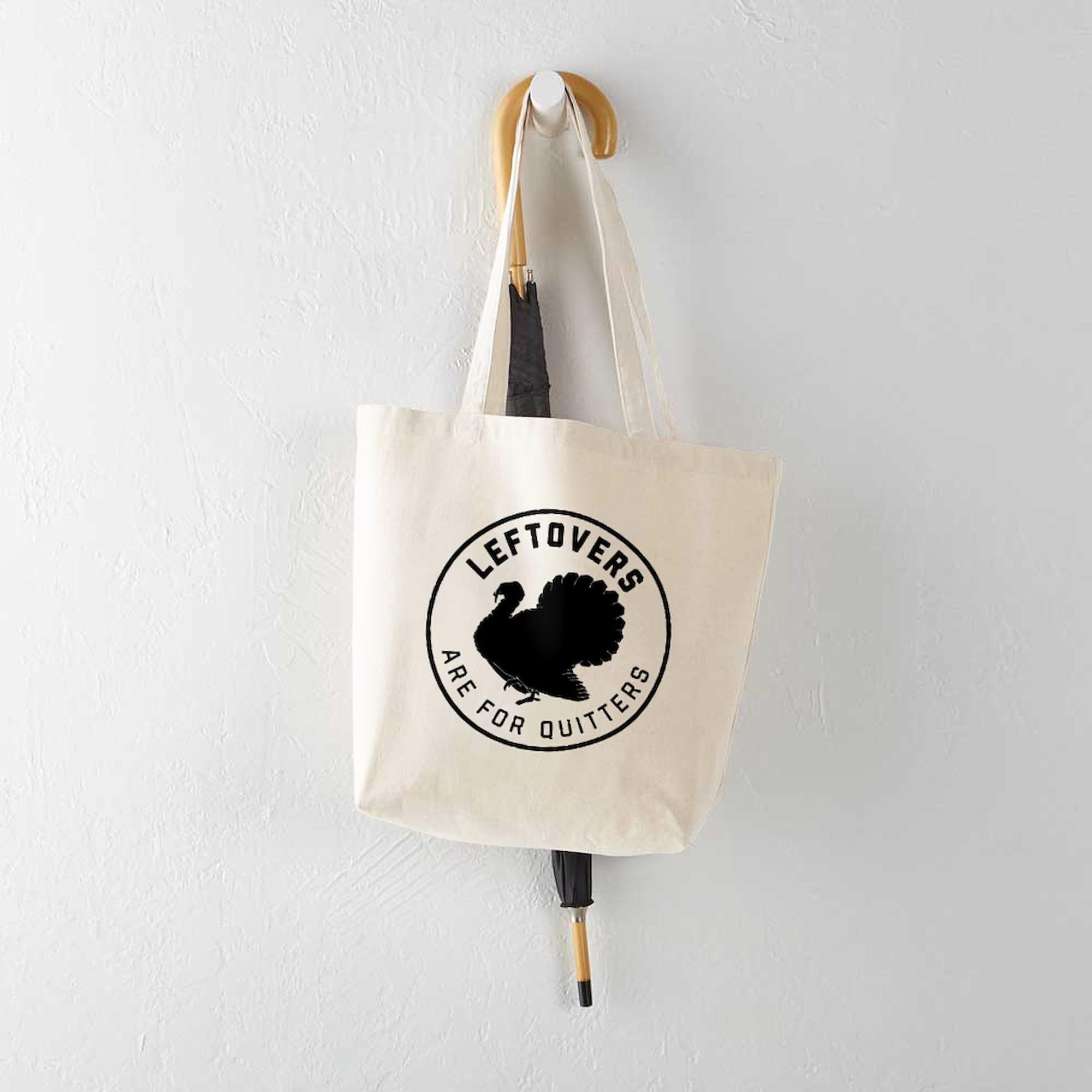 Leftovers Are For Quitters Tote Bag - Natural Canvas Reusable Grocery Shopping Bag for Women & Men - Eco-Friendly Grocery Tote for Farmers Market, Beach, Work & Daily Use