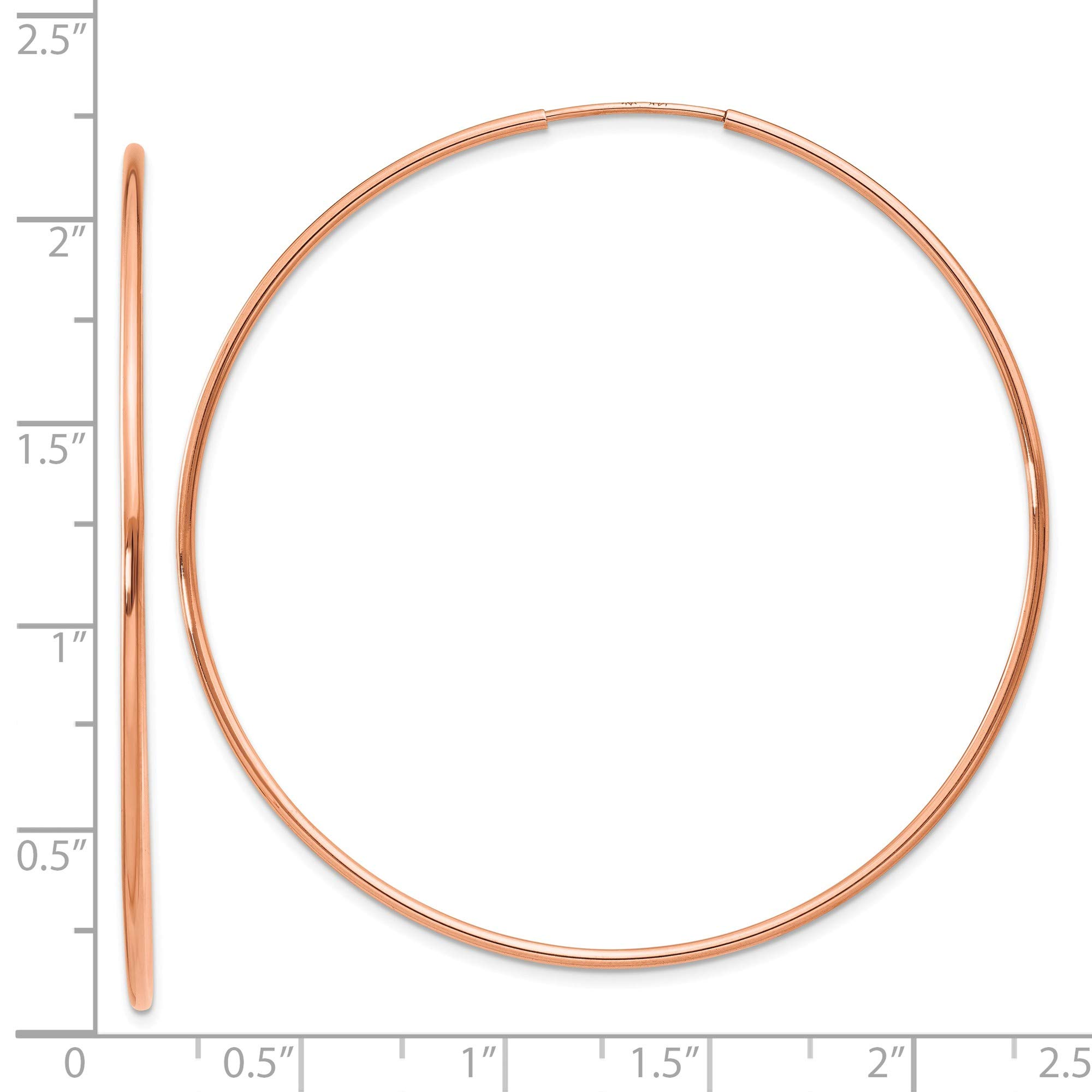 14K Rose Gold 1.2mm Polished Endless Hoop Earrings for Women - Hypoallergenic Dainty Everyday Jewelry - Perfect for Work, Date Night & Special Occasions
