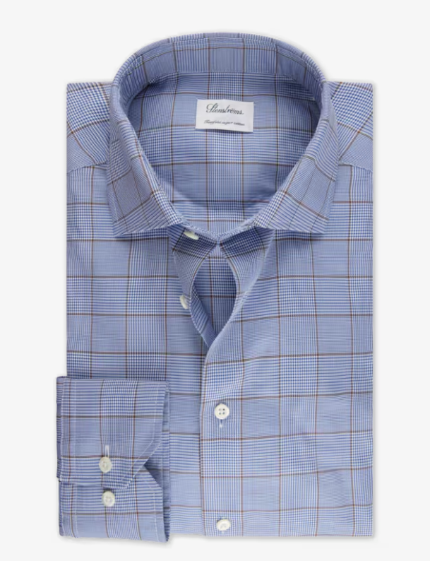 Stenstroms Blue Plaid Dress Shirt for Men - Classic Casual & Office Wear - Perfect for Business, Weddings & Formal Events
