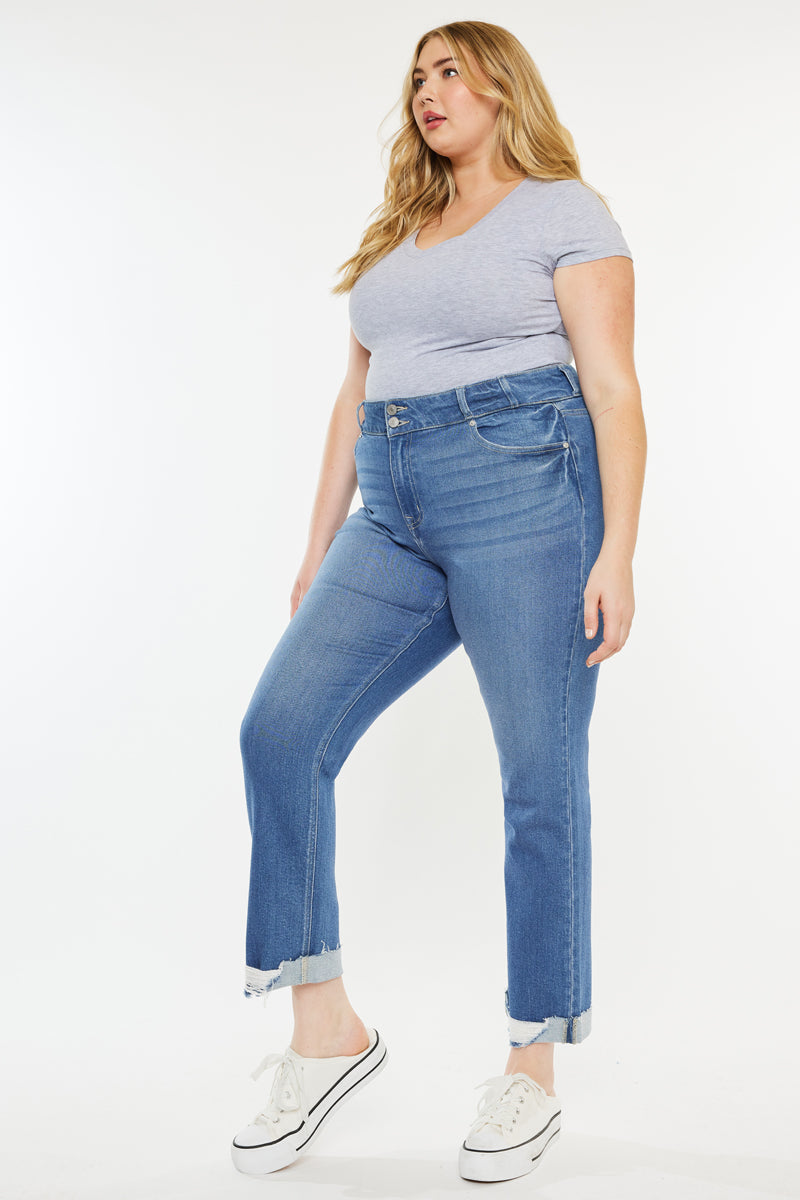 Esme Essentials High Rise Slim Straight Leg Jeans for Women - Plus Size Denim Pants with Stretch Comfort - Perfect for Casual Wear, Office & Date Nights