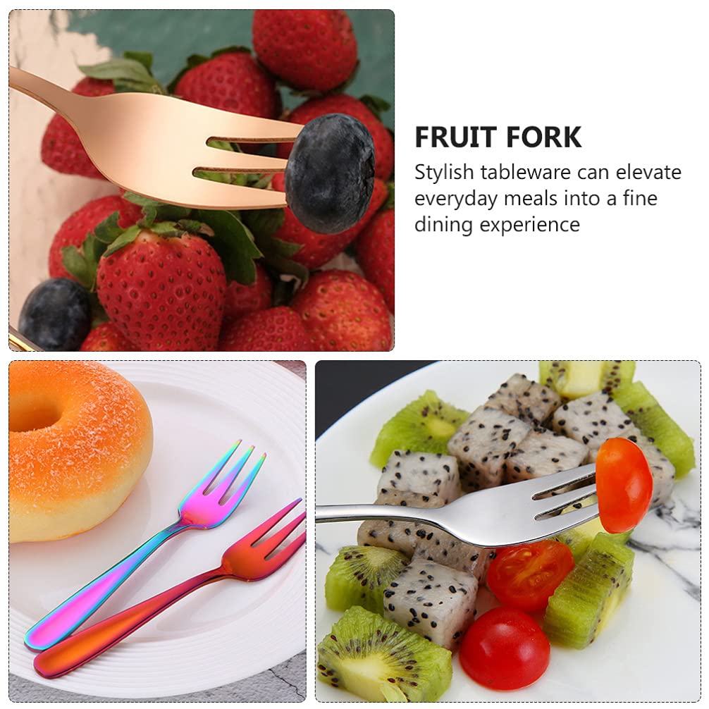 8-Piece Stainless Steel Fruit Forks Set - Metal Kitchen Forks, Salad Dessert Forks, Mini Cake Forks - Durable Flatware for Parties, Picnics, BBQs & Home Dining