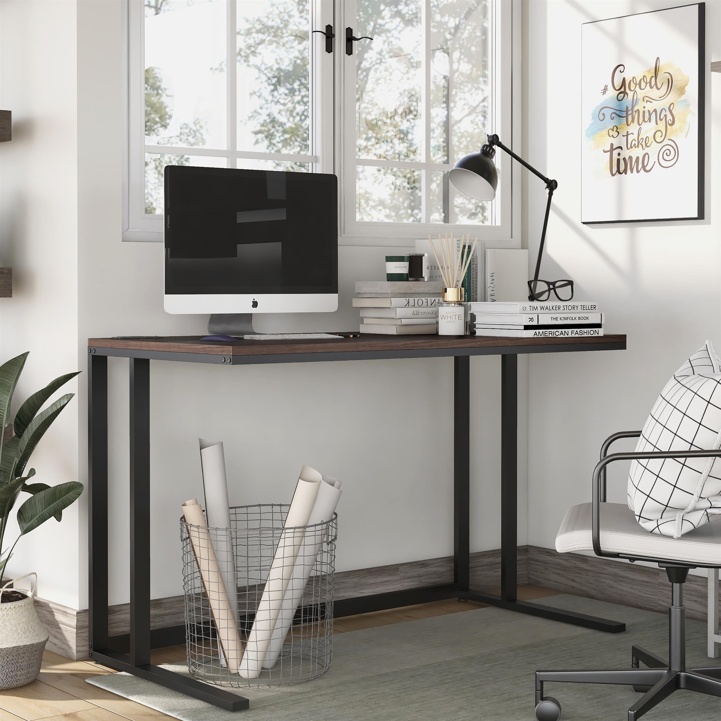 Furniture of America Nillaine Black Wood Writing Desk with USB Port - Perfect for Home Office, Study Room & Small Spaces