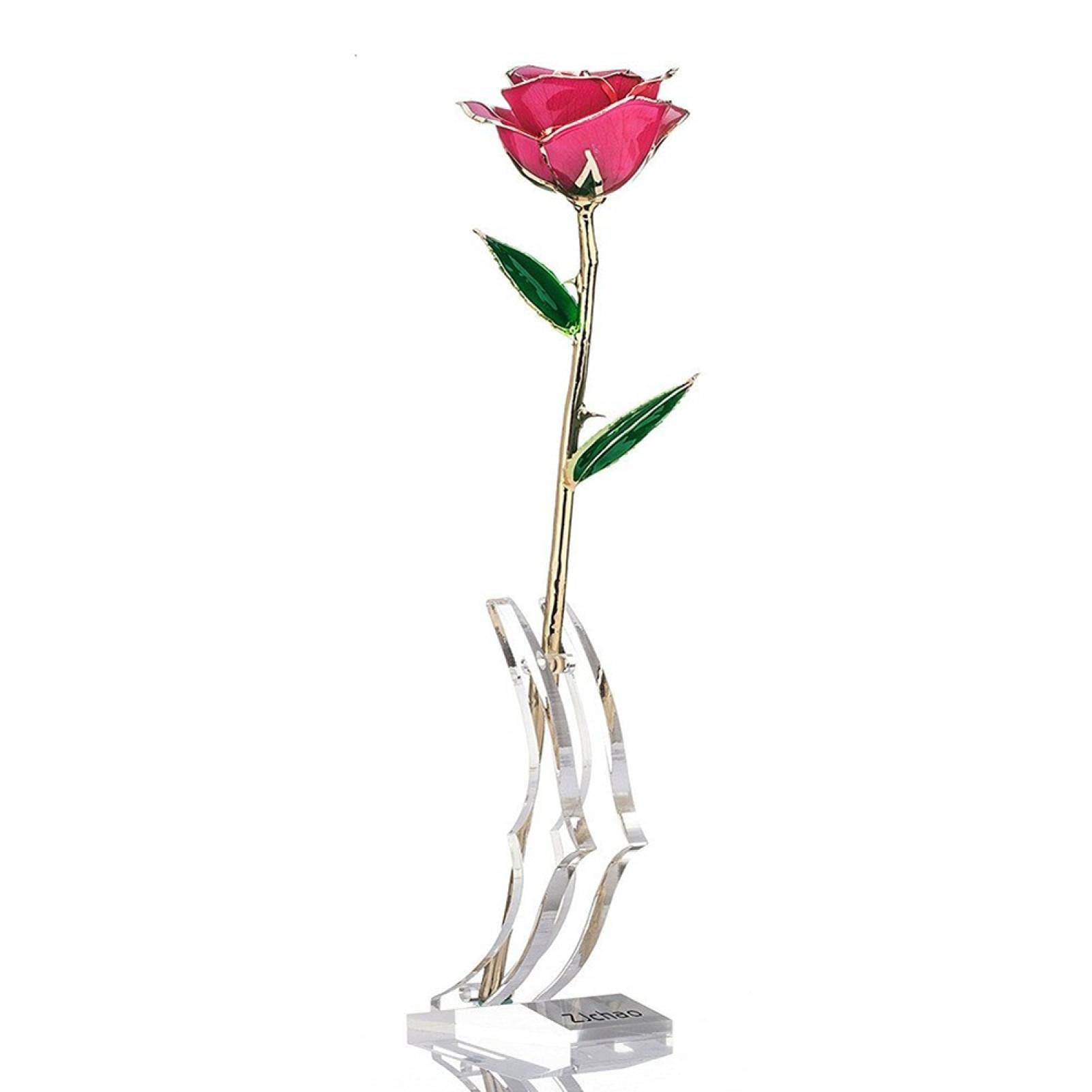 24k Gold Dipped Real Rose Flower - 65 Steps Handcrafted Art Piece with Display Stand | Luxury Home Decor, Bedroom Centerpiece, Restaurant Table Decoration for Valentine's Day, Anniversary & Wedding Gifts