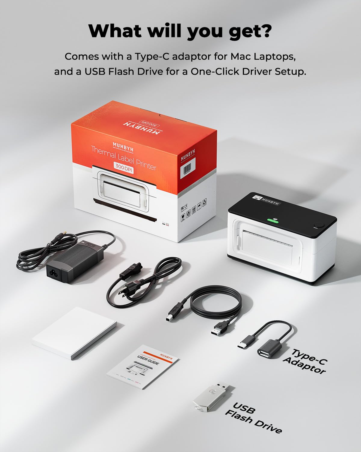 MUNBYN 941B Wireless Bluetooth Thermal Label Printer - 300DPI 4x6 Shipping Label Printer for Small Business | Compatible with Windows, Mac, iOS, Android | Works with Amazon, eBay, Shopify, Etsy, USPS | Perfect for Home Office & E-commerce Shipping (White)