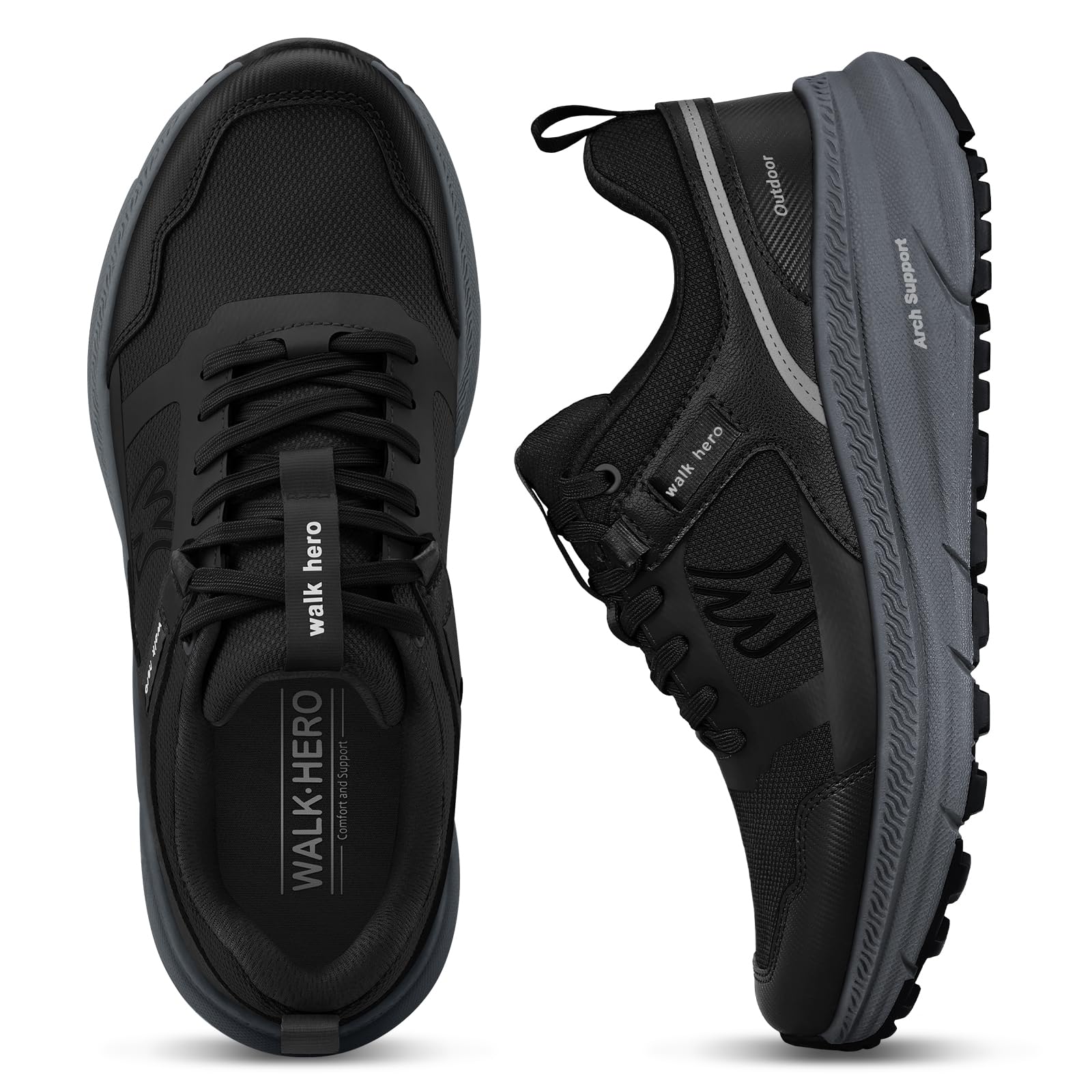Men's Hiking Shoes for Plantar Fasciitis Relief - Lightweight Waterproof Walking Sneakers with Non-Slip Rubber Sole & Arch Support - Orthopedic Shoes for Foot & Heel Pain - Perfect for Outdoor Adventures, Trail Hiking & Daily Comfort
