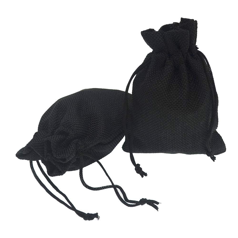 20pcs Black Burlap Drawstring Gift Bags 3.9