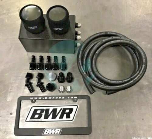 Blackworks BWR Oil Catch Can Kit - High Performance Race Breather Box for Honda Acura B16 B18 B20 Engines - 10AN Push Lock Fittings - Perfect for Track Racing & Performance Tuning