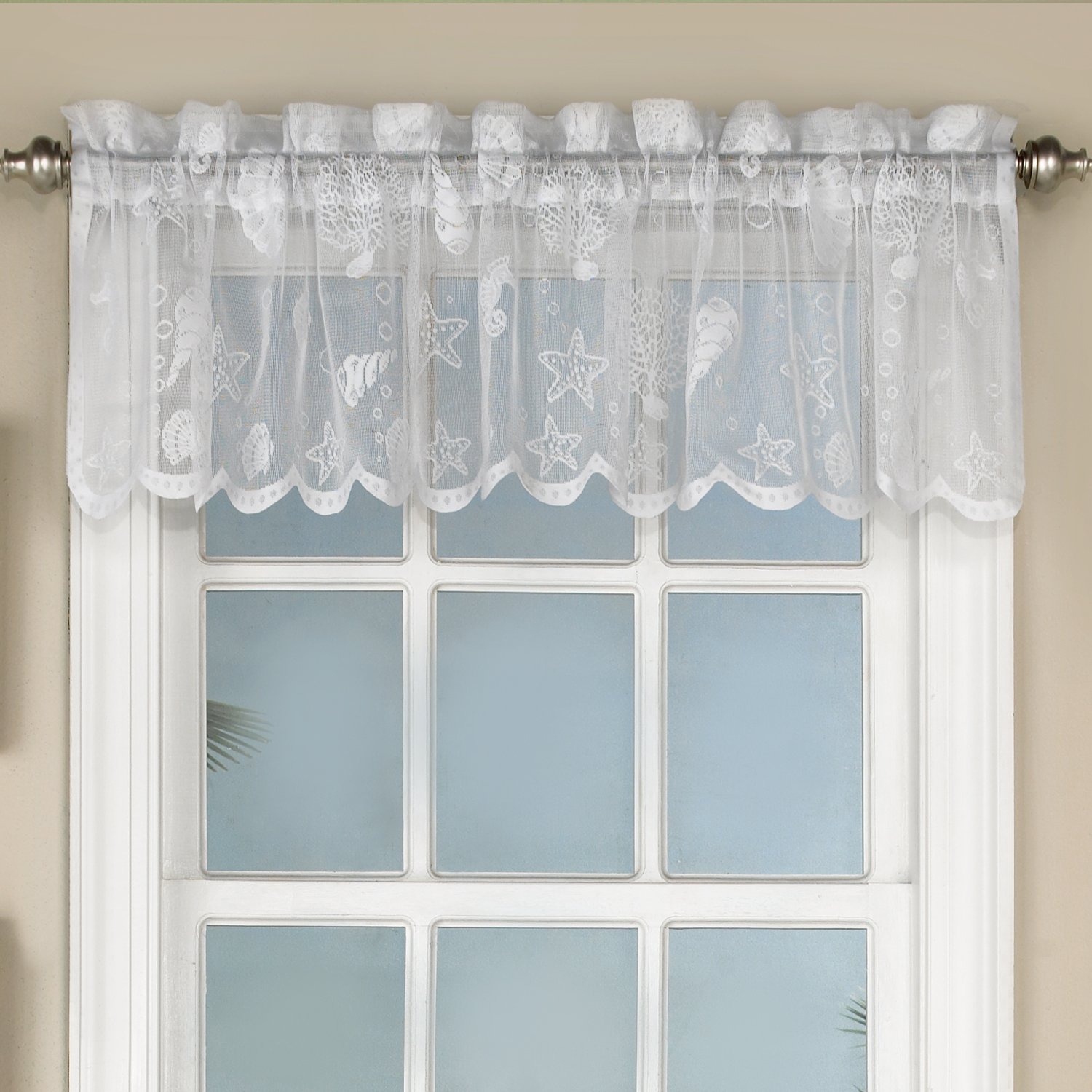Stylish Kitchen Window Tier Swag Valance Curtain - Unique Patterns for Home Decor in Marine White | Perfect for Farmhouse, Cottage & Modern Kitchens