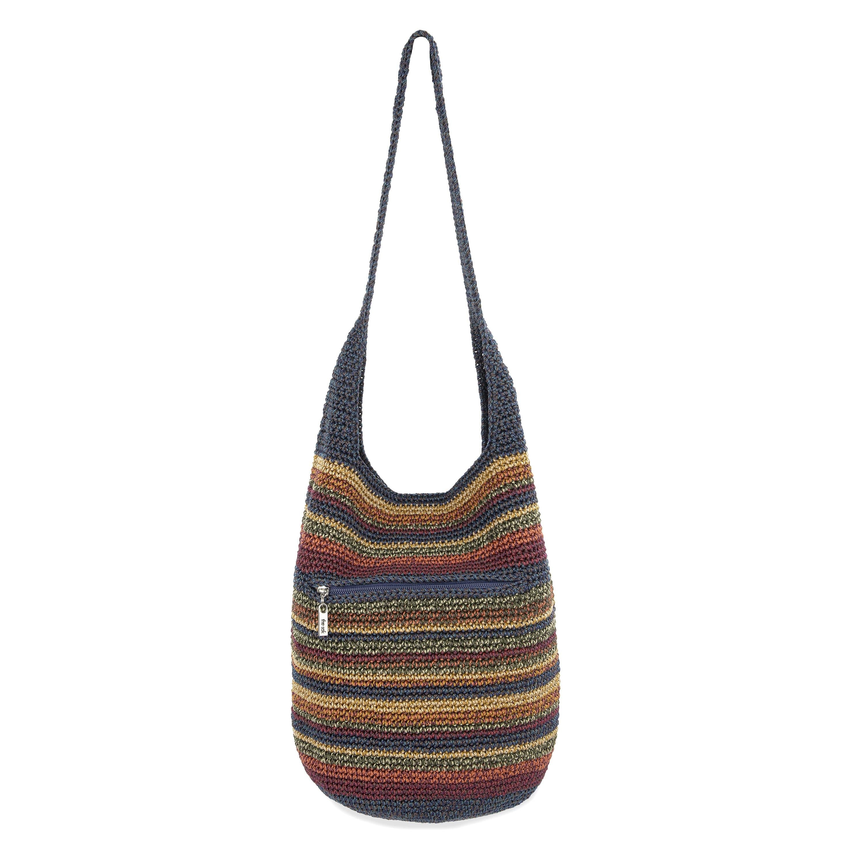 120 Hobo Hand Crochet Woodland Stripe Tote Bag - Boho Chic Crossbody Purse for Women - Perfect for Travel, Beach & Everyday Use