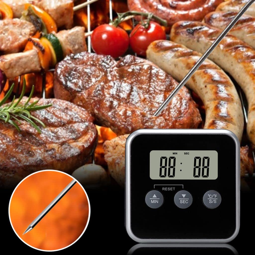 **Wireless BBQ Thermometer with Large LCD Display - High Accuracy Digital Meat Thermometer for Grilling, Smoking & Baking - Dual Probe Cooking Thermometer with Timer for Oven, Grill & Smoker - Perfect for Steak, Turkey & Home Chefs**