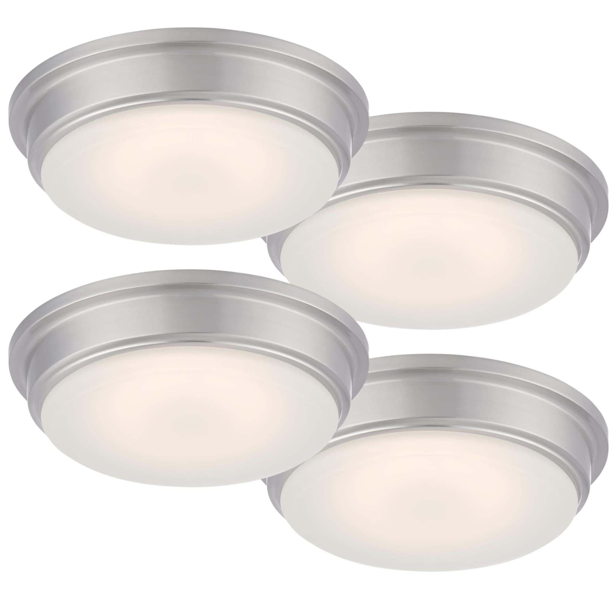 Satco Haley LED Flush Mount Ceiling Light Fixture - 4 Pack, Dimmable Frosted Glass Integrated LED for Home, Office & Condos - Perfect for Hallways, Bedrooms & Kitchens