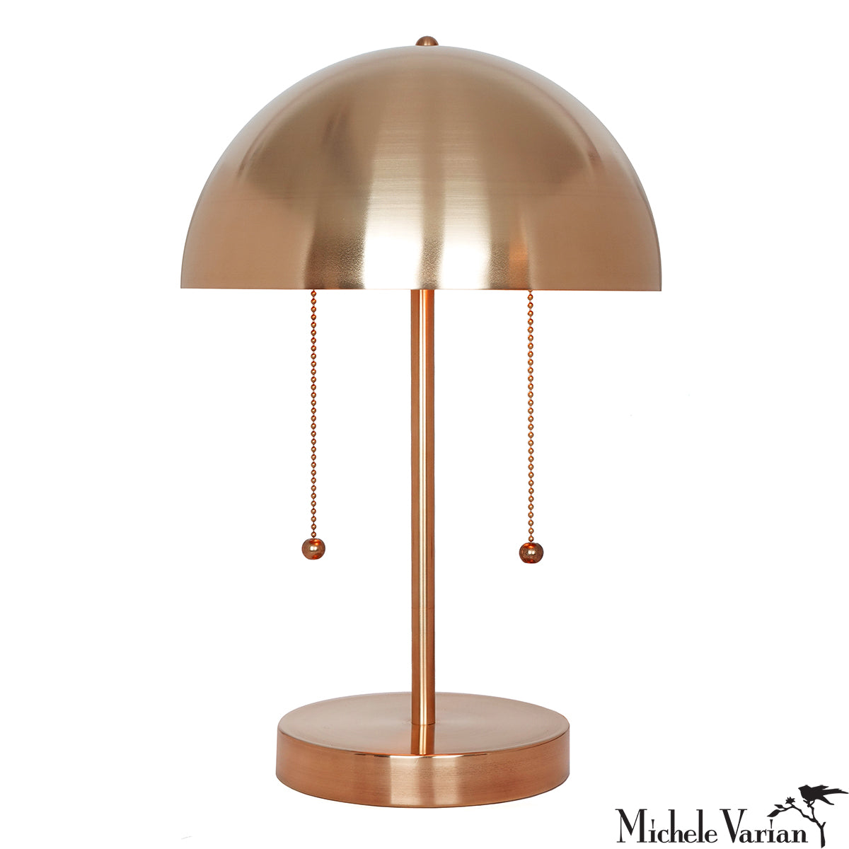Vintage Copper Spun Table Lamp with Dual Pull Chains - Classic Bedside & Living Room Lighting for Home Decor