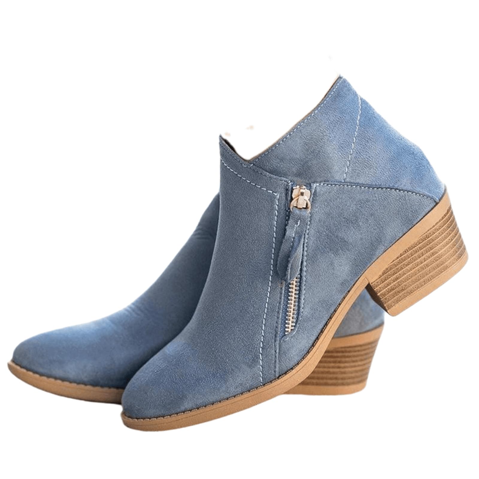 Lausiuoe Women's Ankle Boots - Chunky Heel Western Booties with Side Zipper, Pointed Toe & Wide Width Options | Perfect for Office, Date Night & Casual Outfits