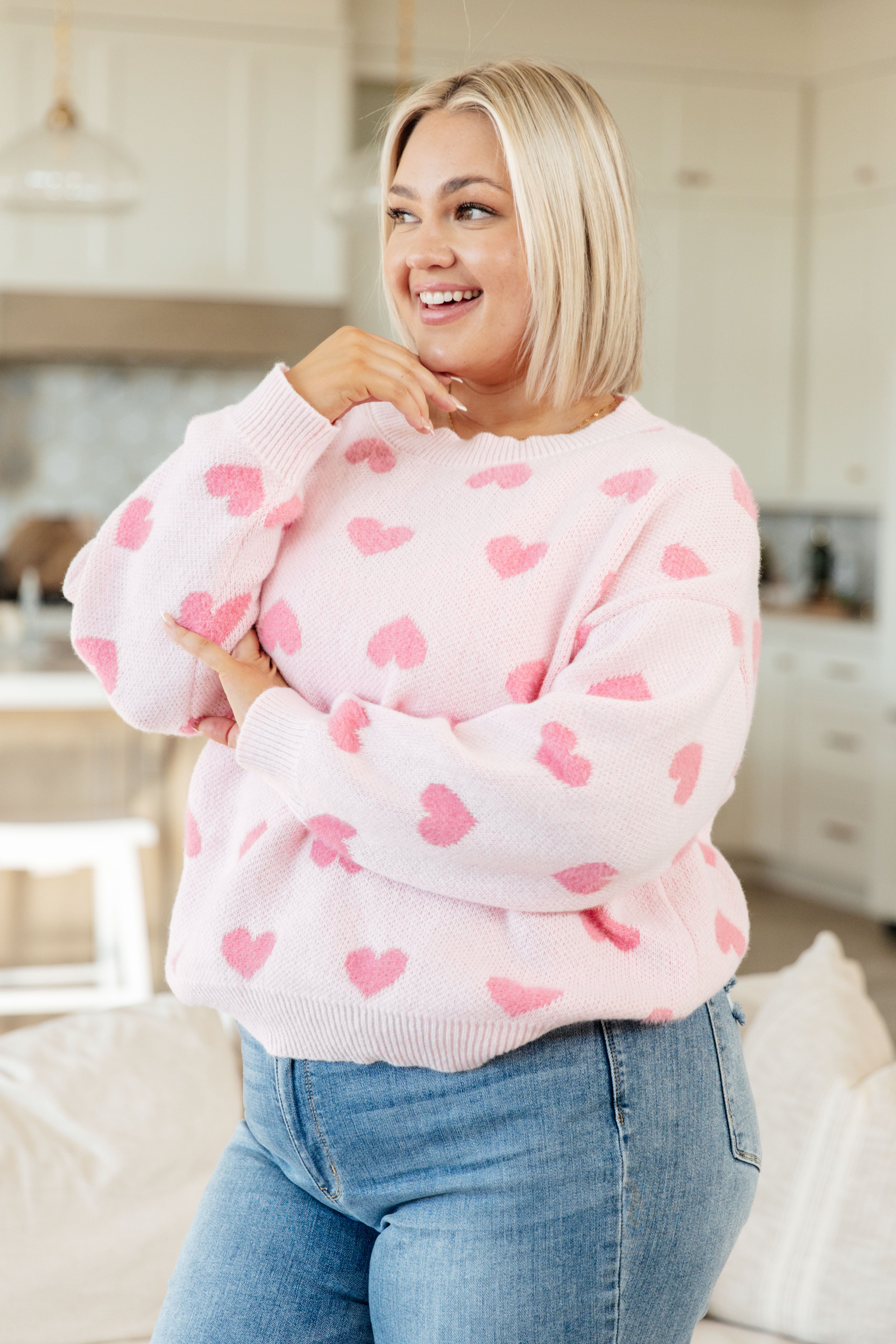 Heart On My Sleeves Sweater - Cozy Knit Pullover with Romantic Heart Design | Perfect for Valentine's Day, Date Nights & Casual Winter Outfits