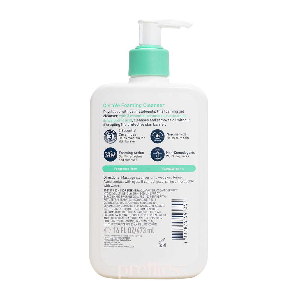 CeraVe Foaming Facial Cleanser 16oz for Normal to Oily Skin | Hydrating & Non-Irritating | Daily Face Wash for Acne-Prone & Sensitive Skin | Morning & Night Skincare Routine