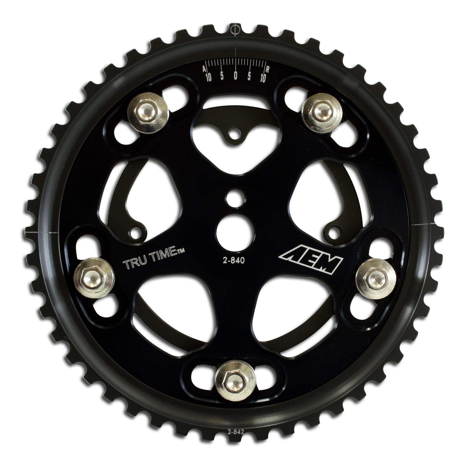 AEM Electronics 23-830BK Tru-Time Adjustable 5-Bolt Cam Gear - High Performance Timing Gear for Chevy, Ford, Dodge Engines - Perfect for Racing & Engine Builds