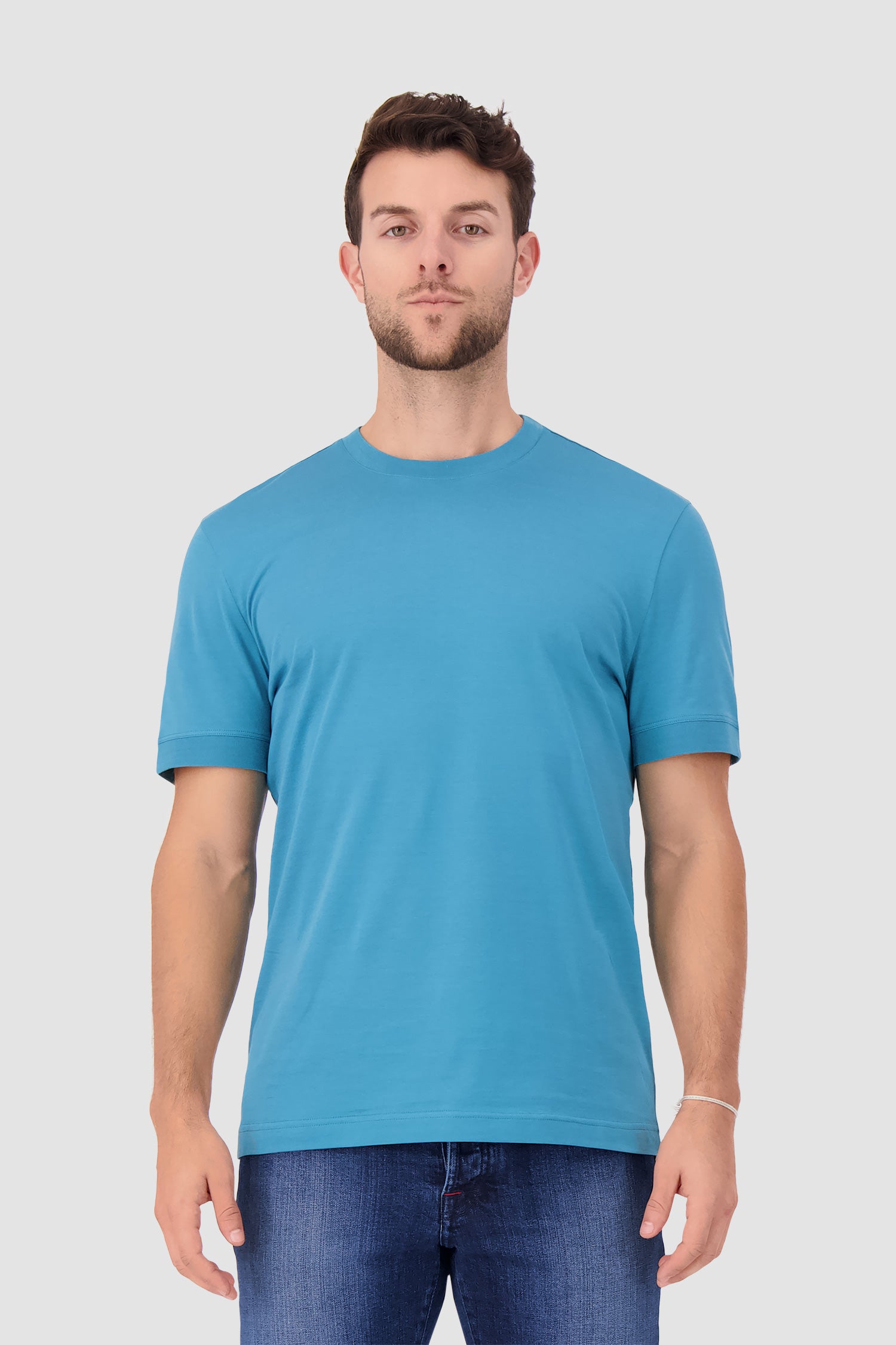 Premium Kiton Turquoise Cotton T-Shirt for Men - Soft & Breathable Casual Wear - Perfect for Summer Outings & Beach Vacations