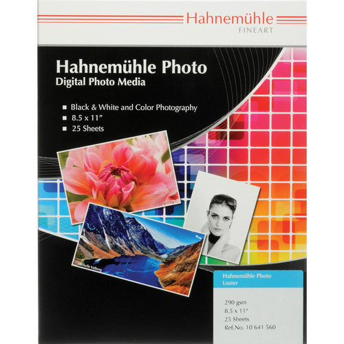 Hahnemuehle Photo Luster 290GSM Premium Inkjet Paper - 8.5x11 Inches, 25 Sheets for High-Quality Photo Printing - Perfect for Professional Photographers & Home Printing Projects