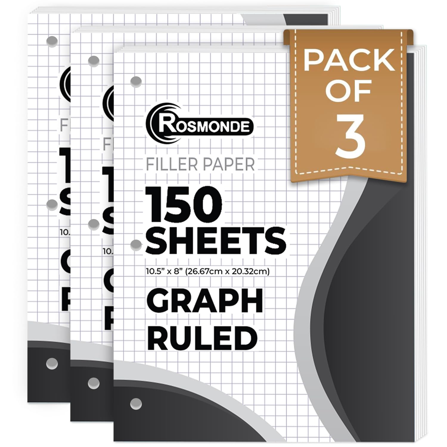4x4 Grid Graph Paper 3 Pack - 450 Sheets, 8