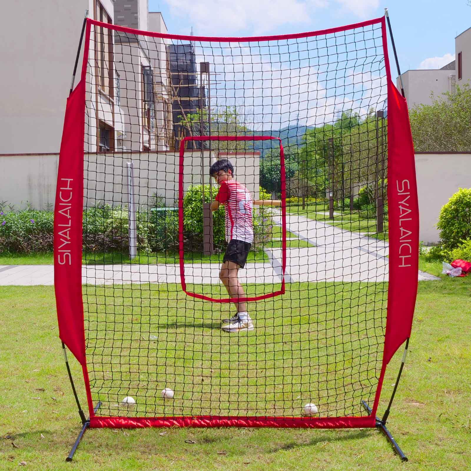 Portable Baseball & Softball Batting Pitching Screen - Heavy Duty Training Net for Swing Practice, Pitcher & Coach Protection | Perfect for Backyard, Field & Indoor Baseball Training
