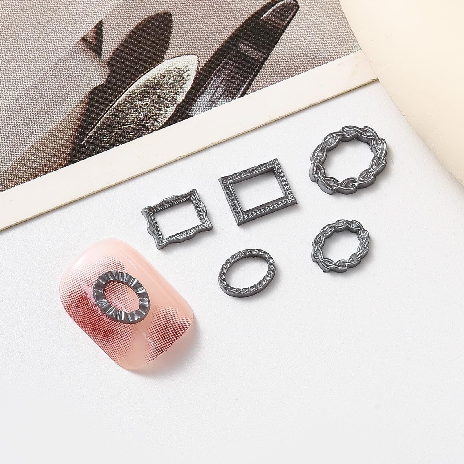 50 Pcs 3D Photo Frame Nail Charms - Retro Hollowed Out Nail Art Decorations for Acrylic Nails, DIY Nail Designs & Nail Accessories (Mixed Styles) - Perfect for Salon, Home Manicure & Nail Art Enthusiasts