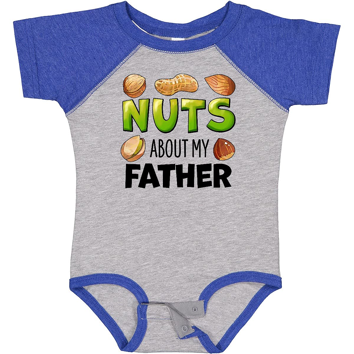 Inktastic Nuts About My Father Peanut Almond Pistachio Baby Bodysuit - Cute Infant Onesie for Father's Day, Birthday & Family Photos