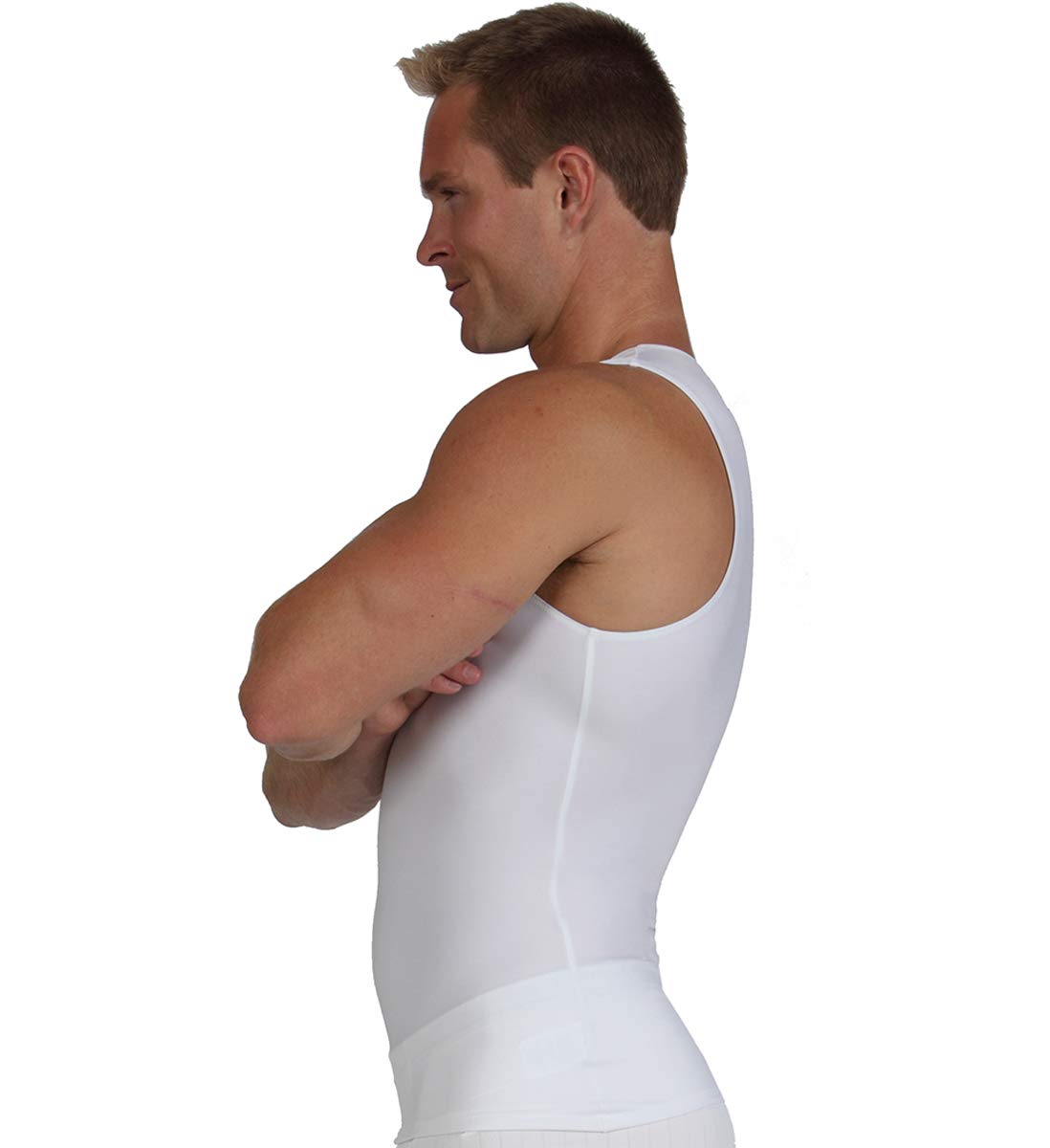 Insta Slim Men's Compression Shapewear - USA Made Sleeveless Crew-Neck Body Shaper with Tummy Control for Weight Loss & Slimming - Perfect for Gym, Workout & Everyday Wear