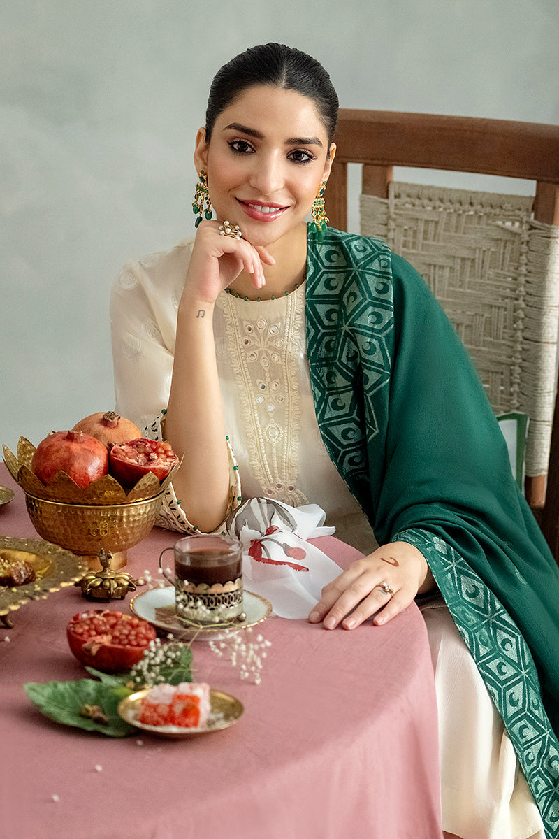 MOON BEAM 3-Piece Cotton Jacquard Suit Set for Women - Elegant Loungewear & Sleepwear for Home Comfort